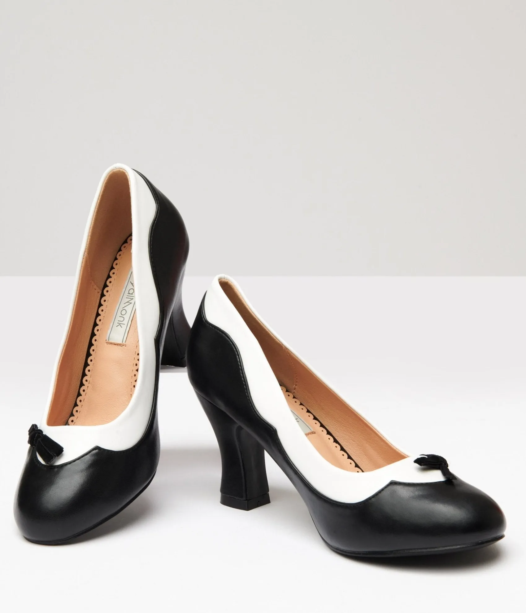 Unique Vintage Banned Black & White Leatherette Bertie Heels Shop
