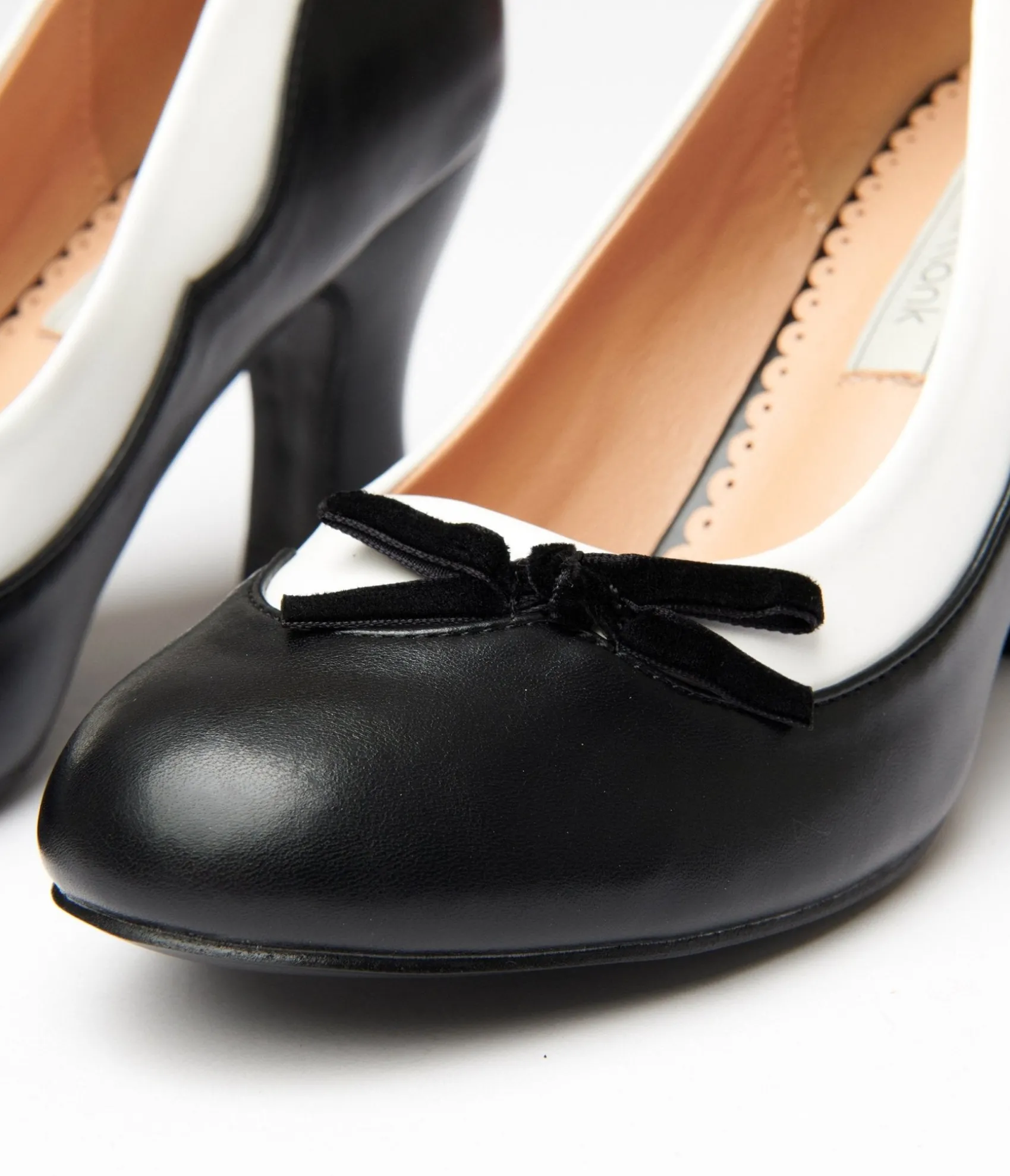 Unique Vintage Banned Black & White Leatherette Bertie Heels Shop