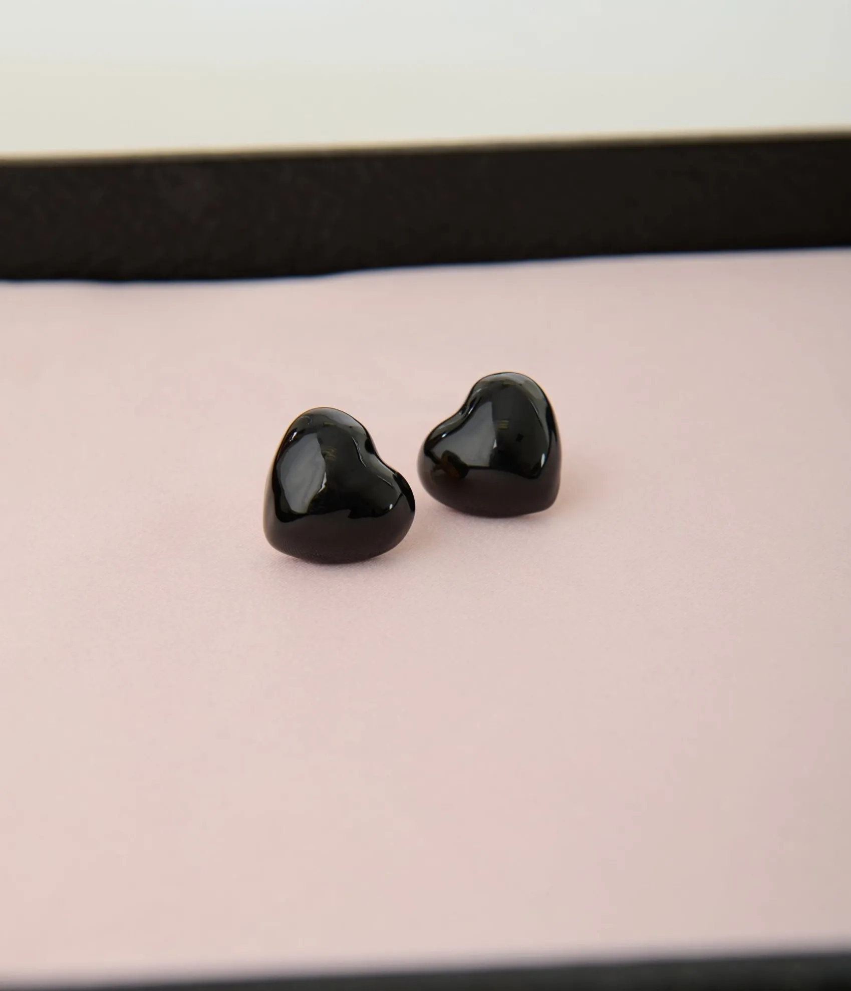 Unique Vintage Banned Black Lucky Heart Earrings Clearance