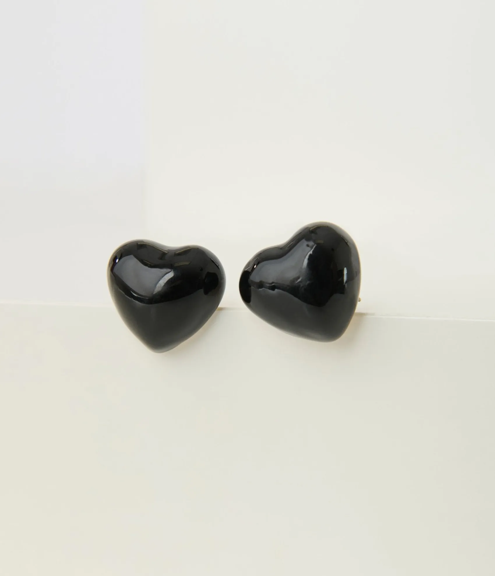 Unique Vintage Banned Black Lucky Heart Earrings Clearance