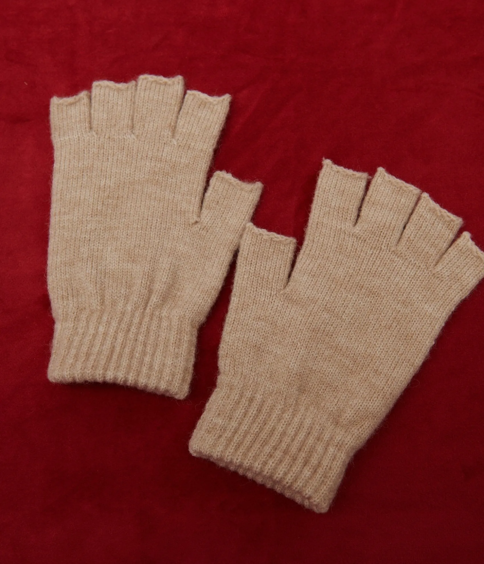 Unique Vintage Banned Cream Snow Season Fingerless Gloves Discount