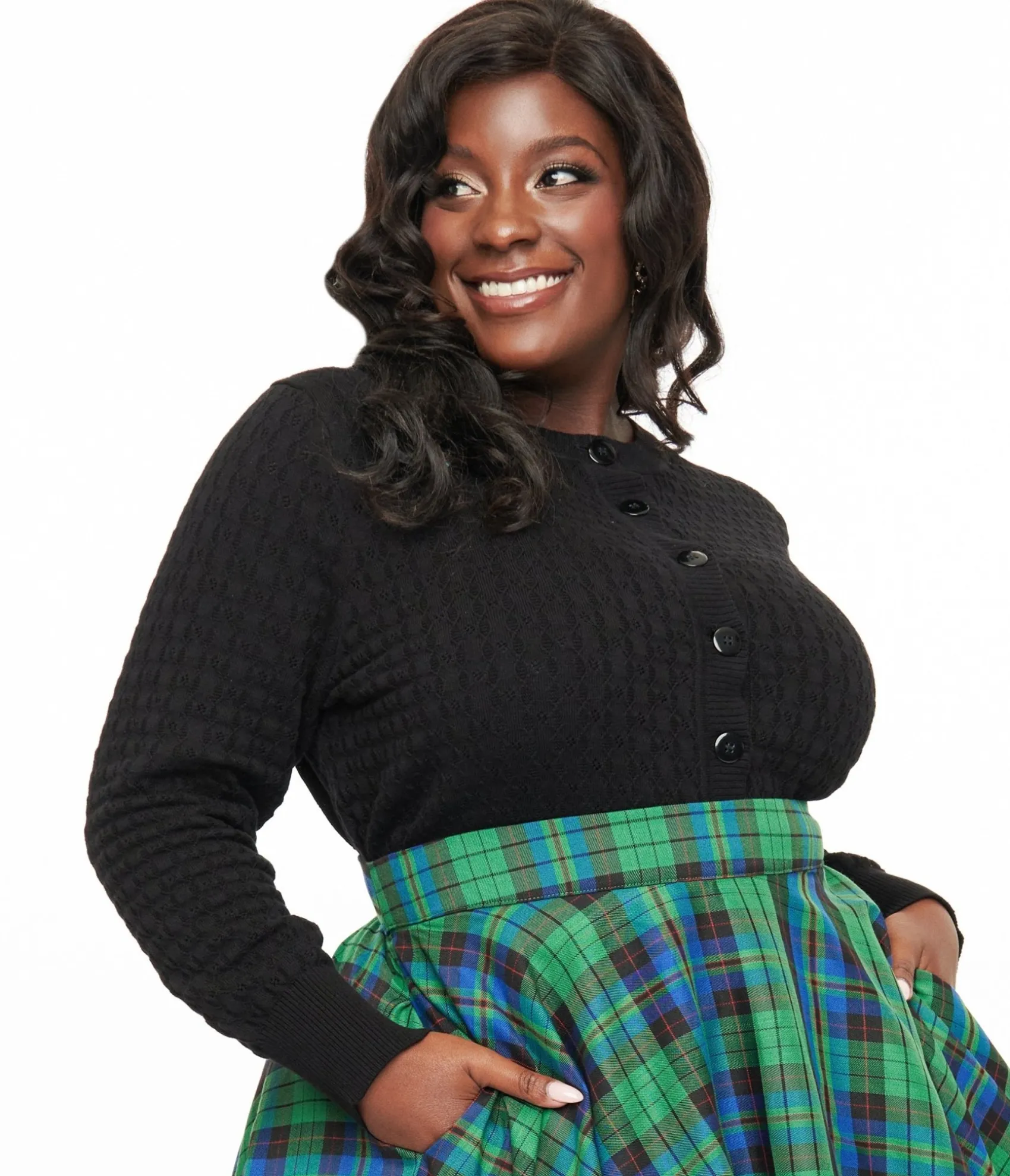 Unique Vintage Banned Plus Size 1950s Black Katie Cardigan Hot