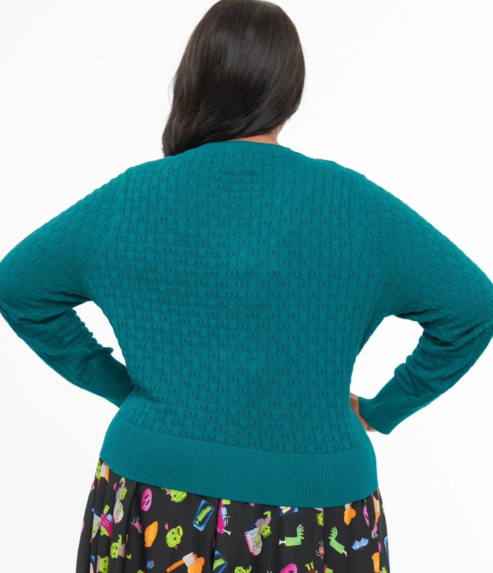 Unique Vintage Banned Plus Size 1950s Green Katie Cardigan Cheap