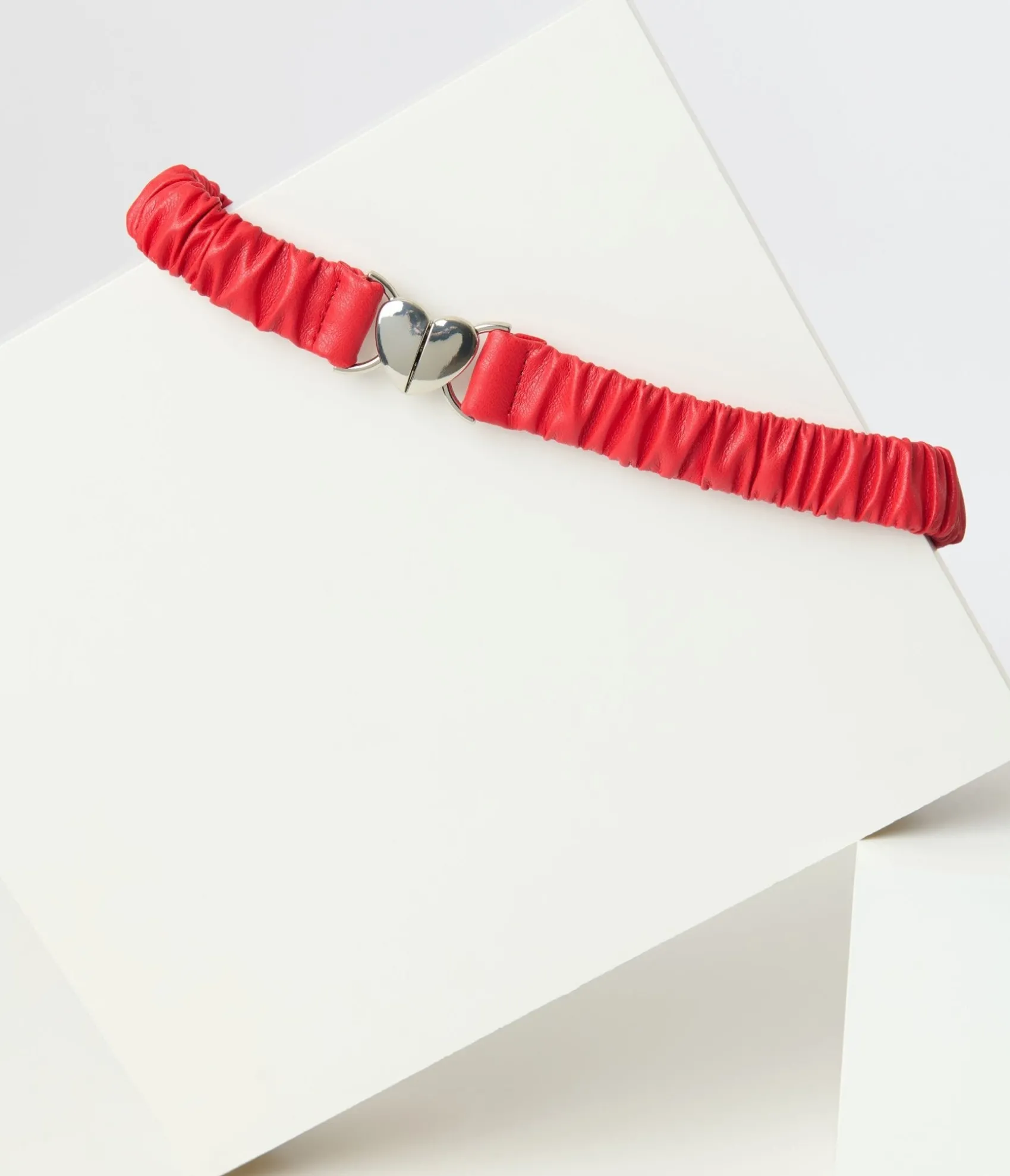 Unique Vintage Banned Red Leatherette Heart Clasp Belt Clearance