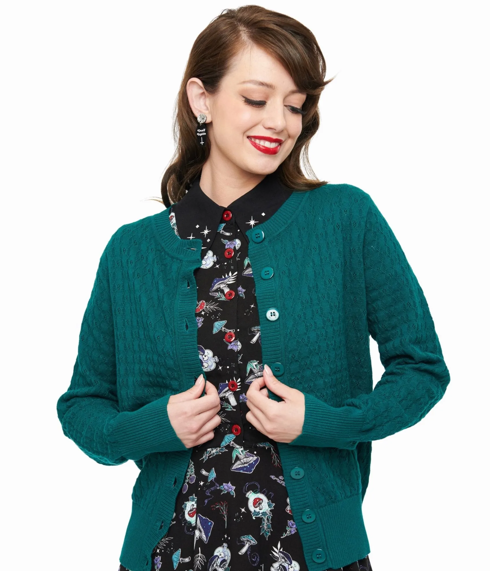 Unique Vintage Banned 1950s Green Katie Cardigan Flash Sale