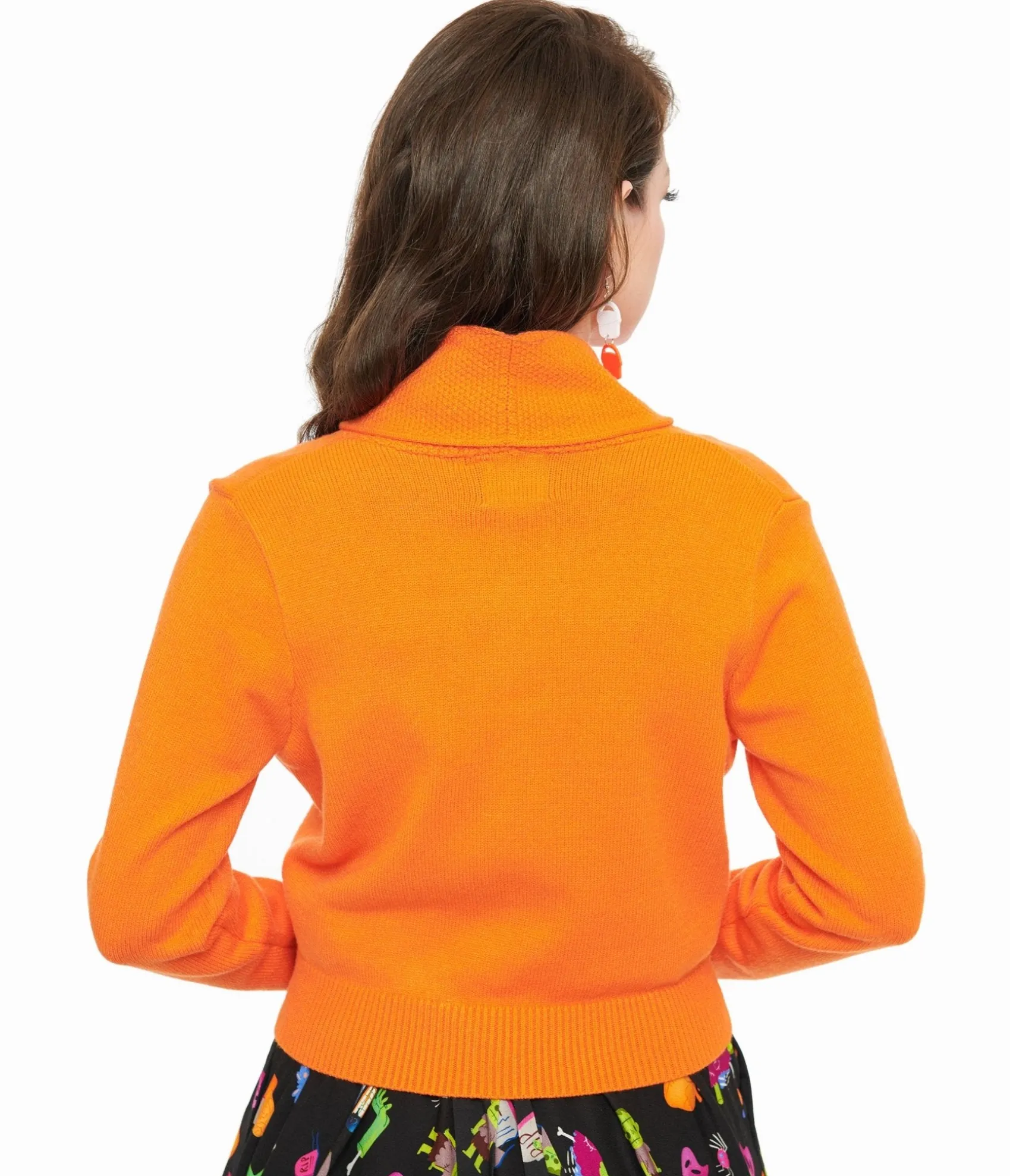 Unique Vintage Banned 1950s Pumpkin Orange Cropped Cardigan Fashion