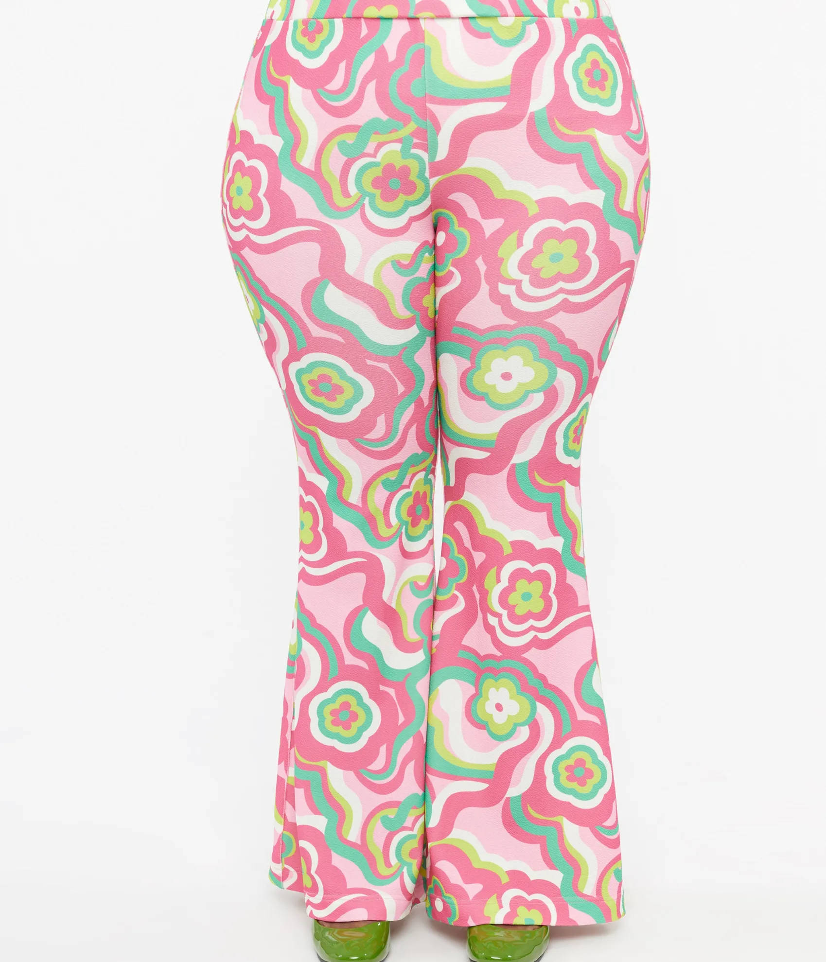 Unique Vintage Barbie x Smak Parlour Plus Size 1970s Pink & Green Floral Evening In Flare Pants Online