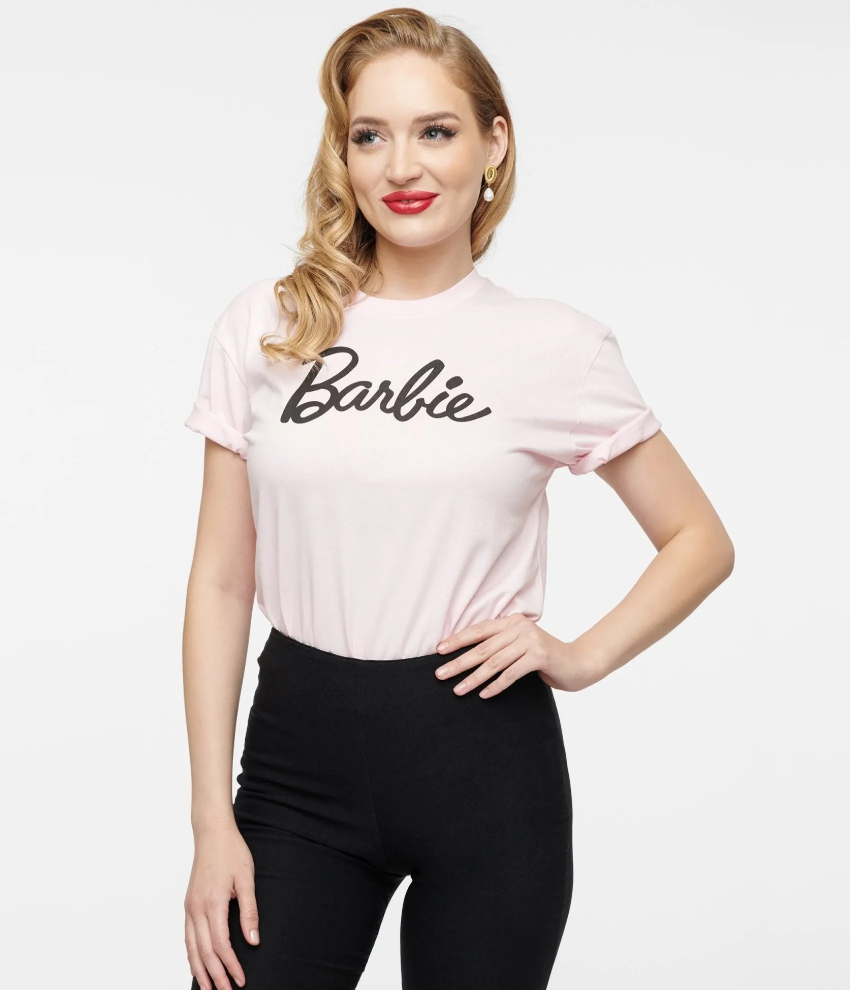 Unique Vintage Barbie x Baby Pink Barbie Logo Unisex Graphic Tee Store