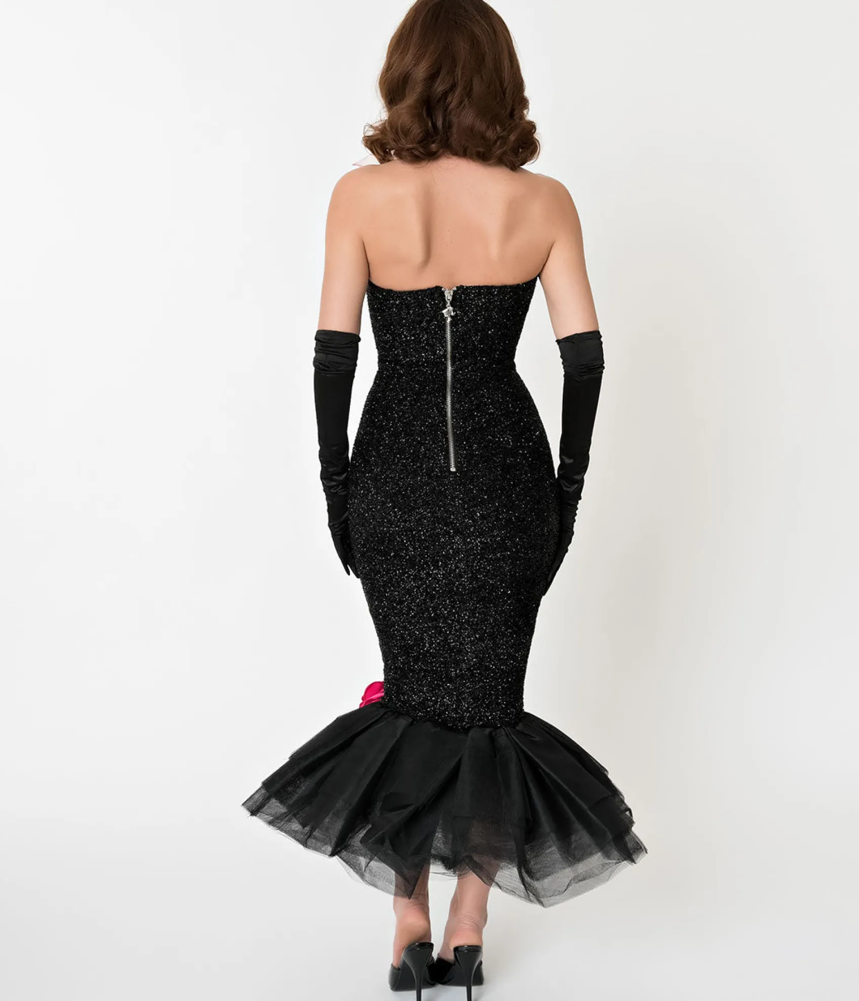 Unique Vintage Barbie™ x Black Solo In The Spotlight Strapless Wiggle Dress Best