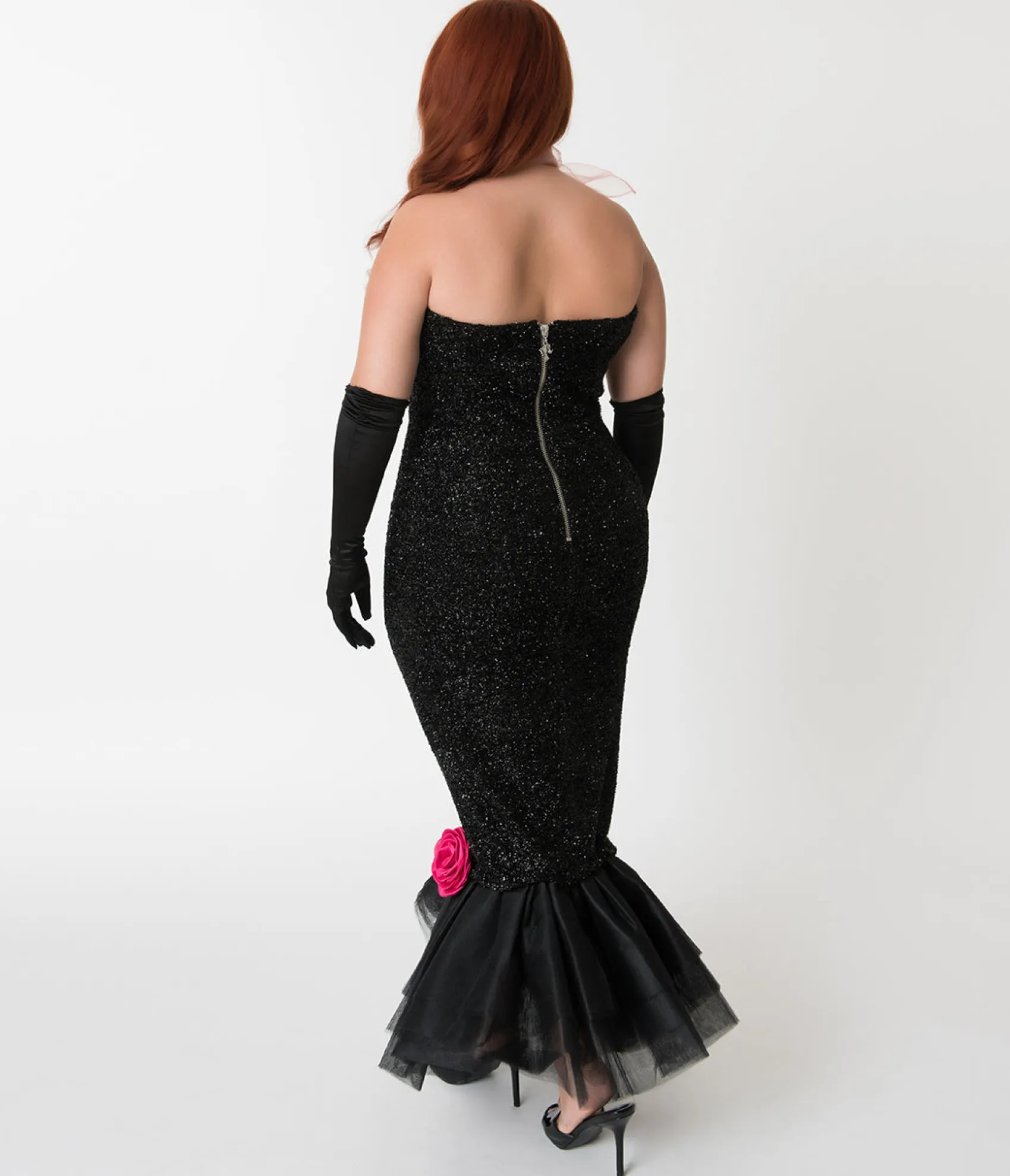 Unique Vintage Barbie™ x Black Solo In The Spotlight Strapless Wiggle Dress Best