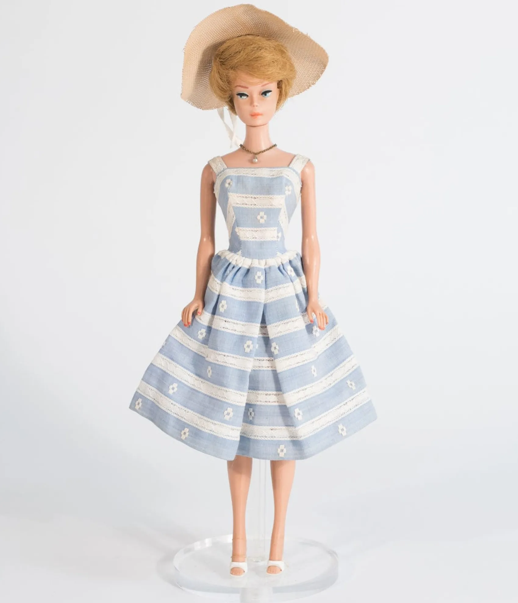 Unique Vintage Barbie™ x Blue & White Suburban Shopper Sundress Best Sale