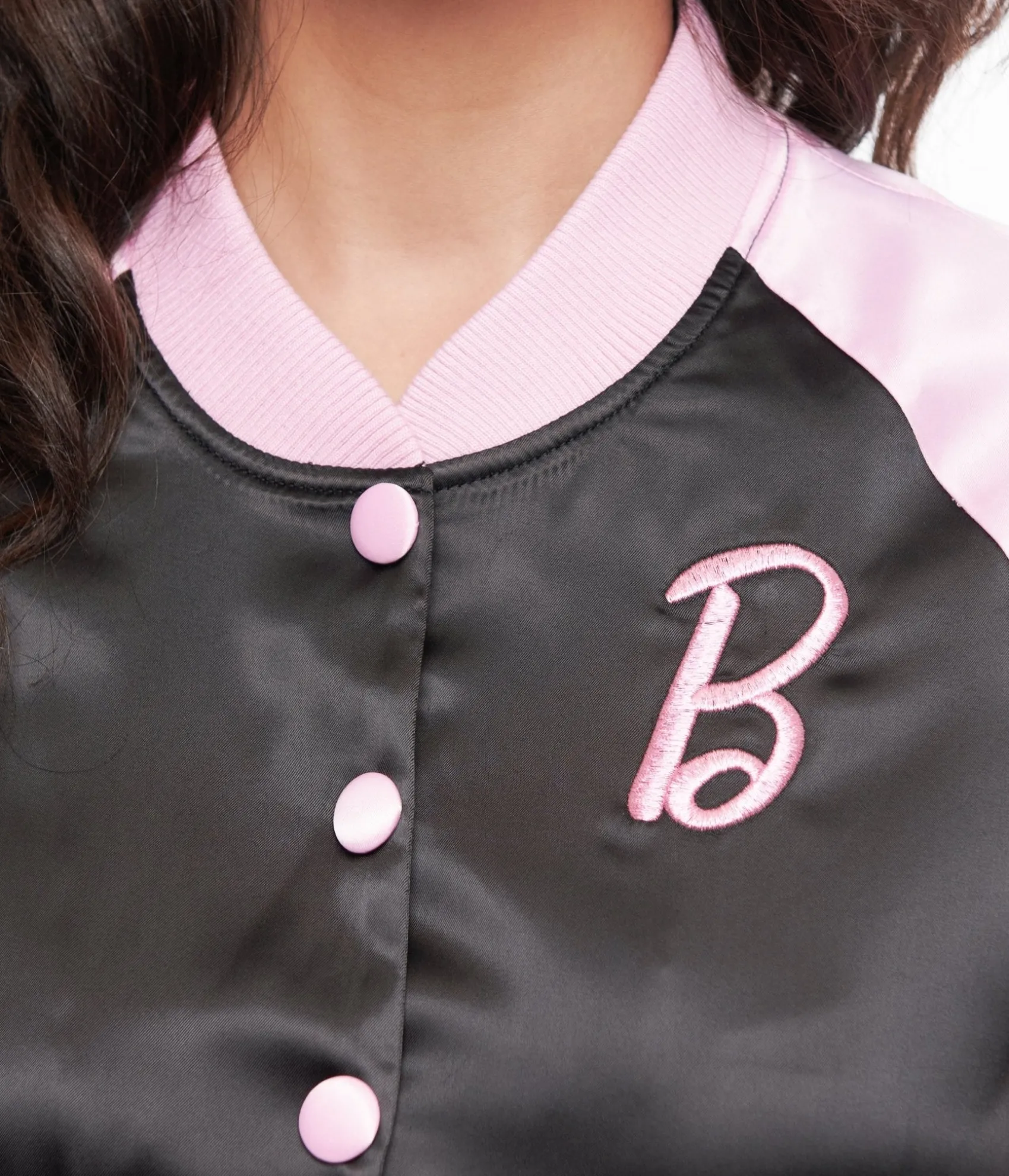 Unique Vintage Barbie x Pink & Black OG Barbie Long Sleeve Bomber Jacket Cheap