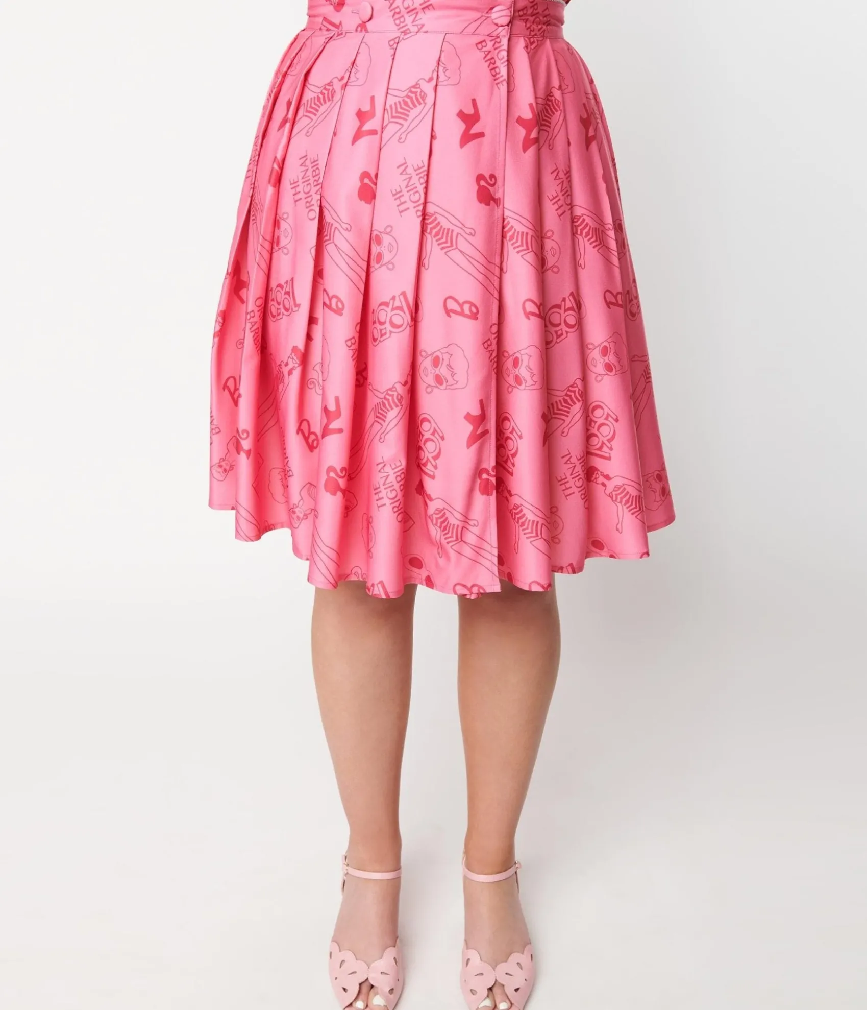 Unique Vintage Barbie‰ã¢ x Pink Barbie‰ã¢ Icon Collins Wrap Swing Skirt Cheap