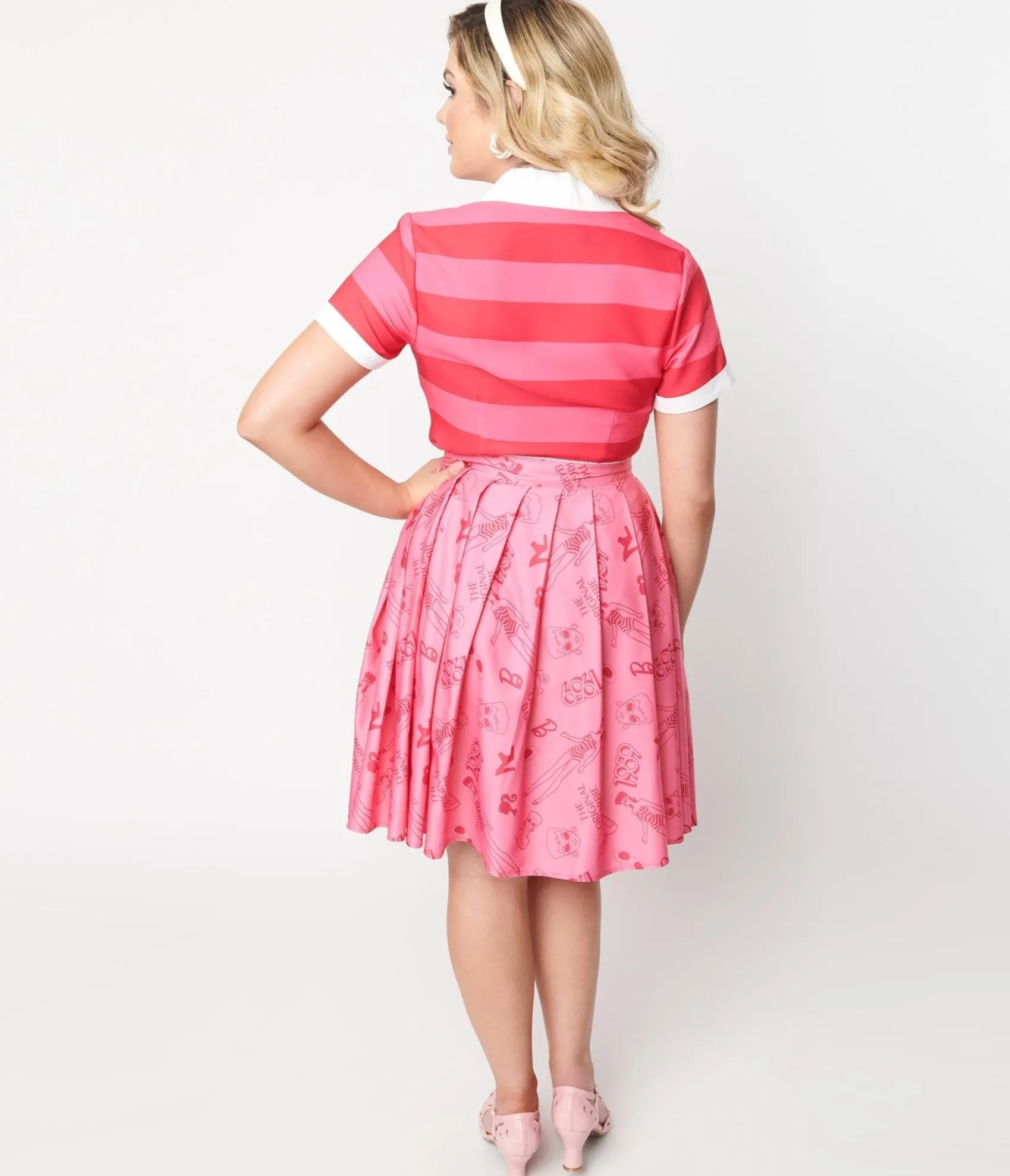 Unique Vintage Barbie‰ã¢ x Pink Barbie‰ã¢ Icon Collins Wrap Swing Skirt Cheap