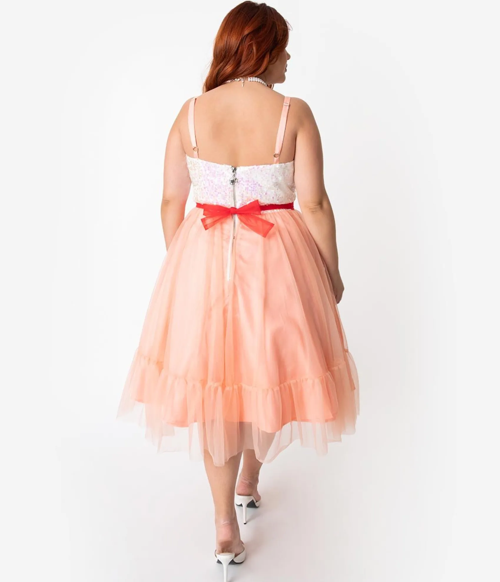 Unique Vintage Barbie™ x Plus Size Peaches N Cream Chiffon Dress Sale