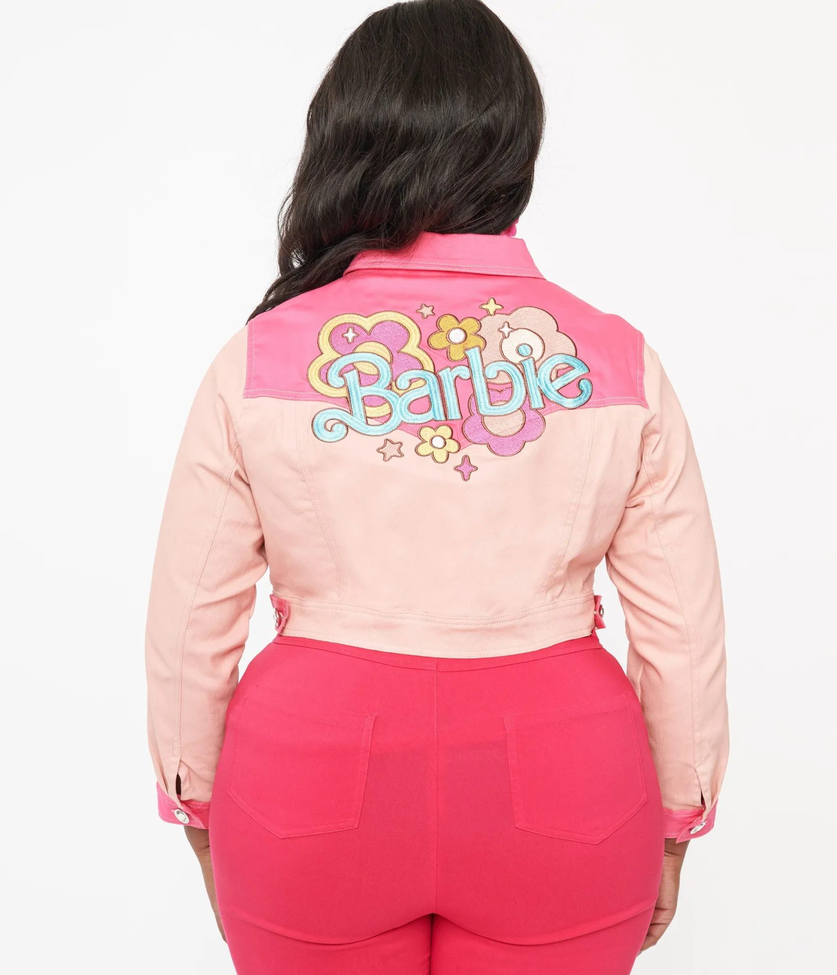 Unique Vintage Barbie x Plus Size Pink Barbie Denim Western Jacket Online