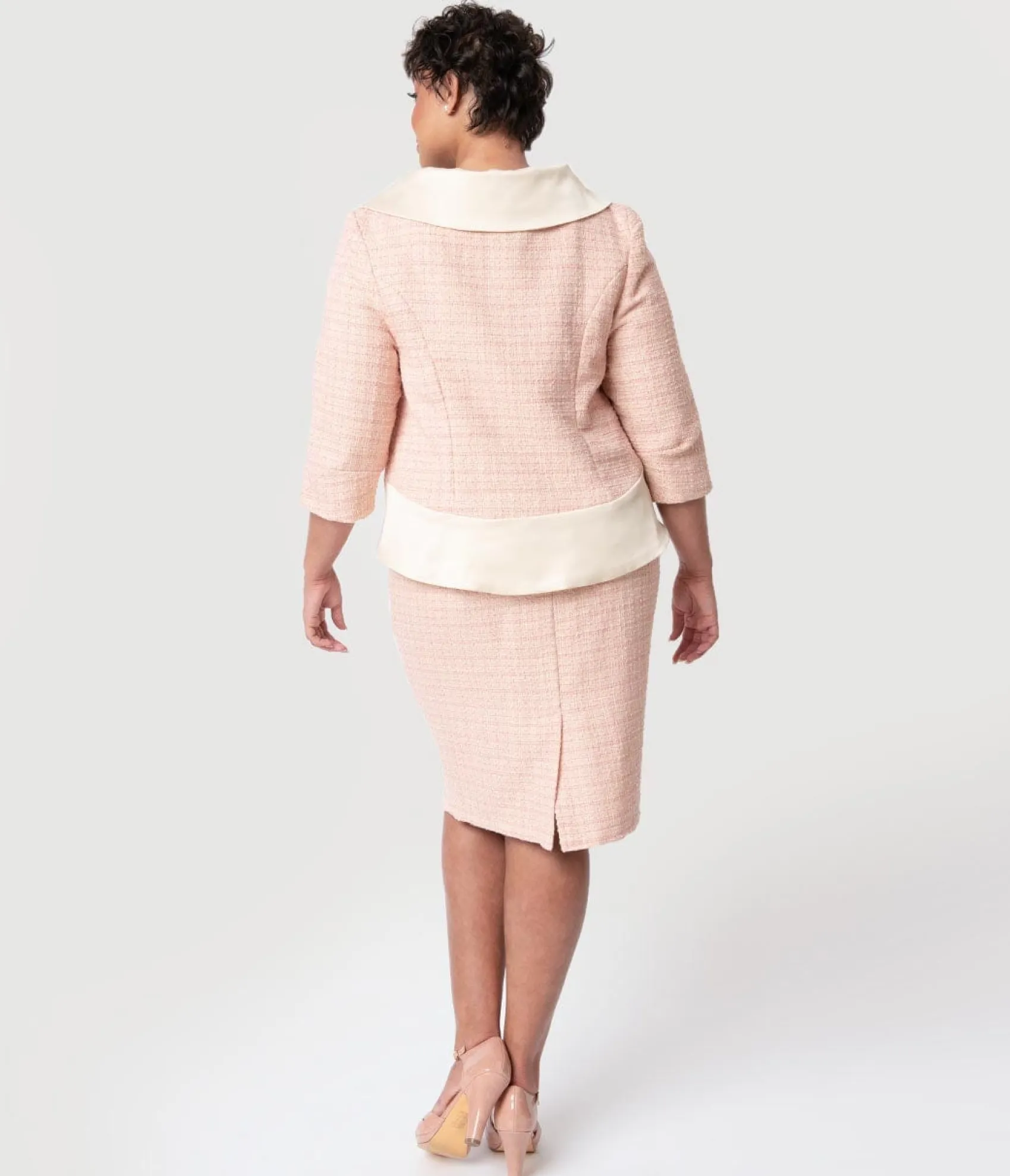 Unique Vintage Barbie x Plus Size Pink Fashion Luncheon Sheath Dress & Jacket Outlet