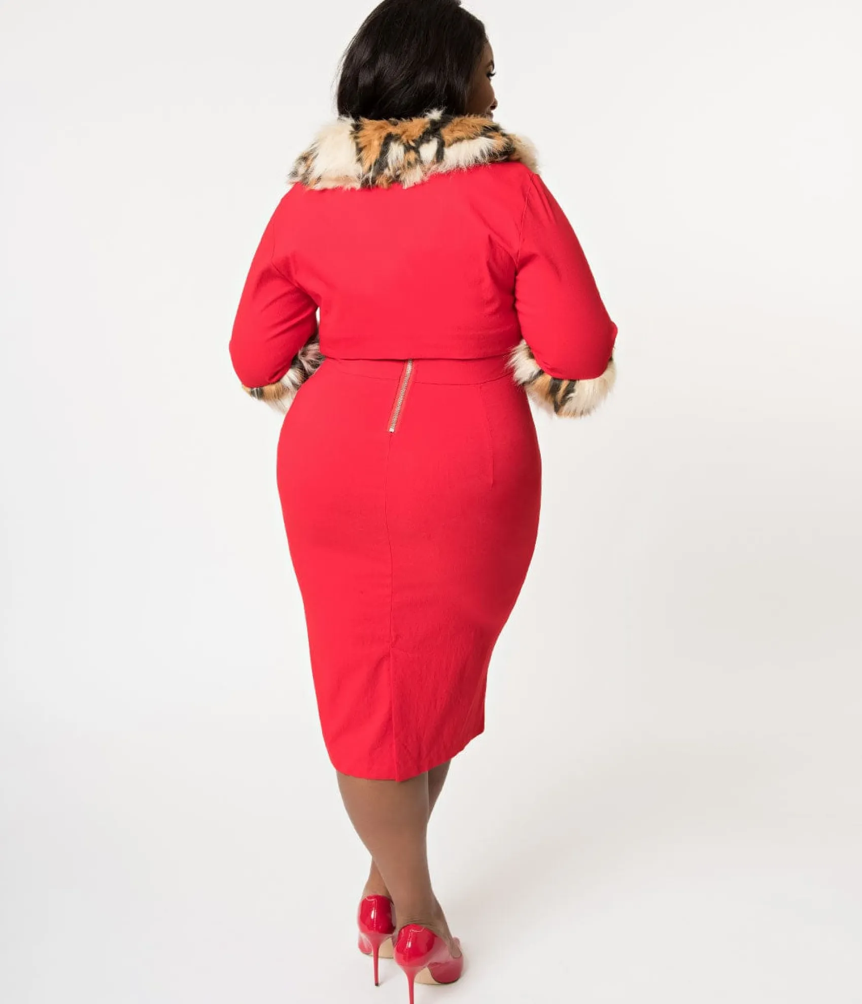 Unique Vintage Barbie x Plus Size Red Matinee Fashion Sheath Dress & Jacket Best Sale