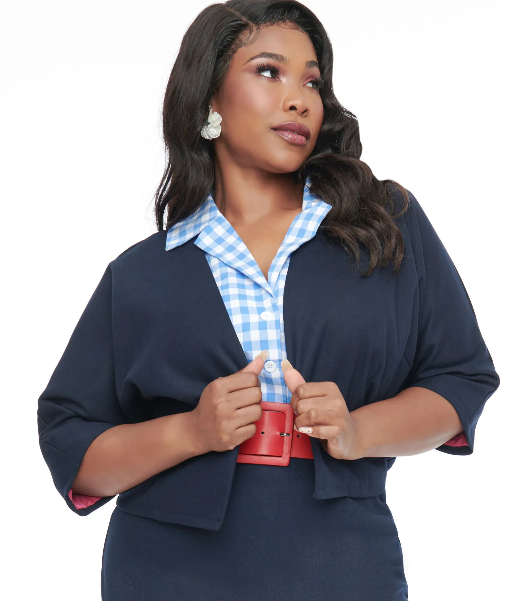 Unique Vintage Barbie x Plus Size 1950s Navy Barbie Commuter Set Box Coat Outlet