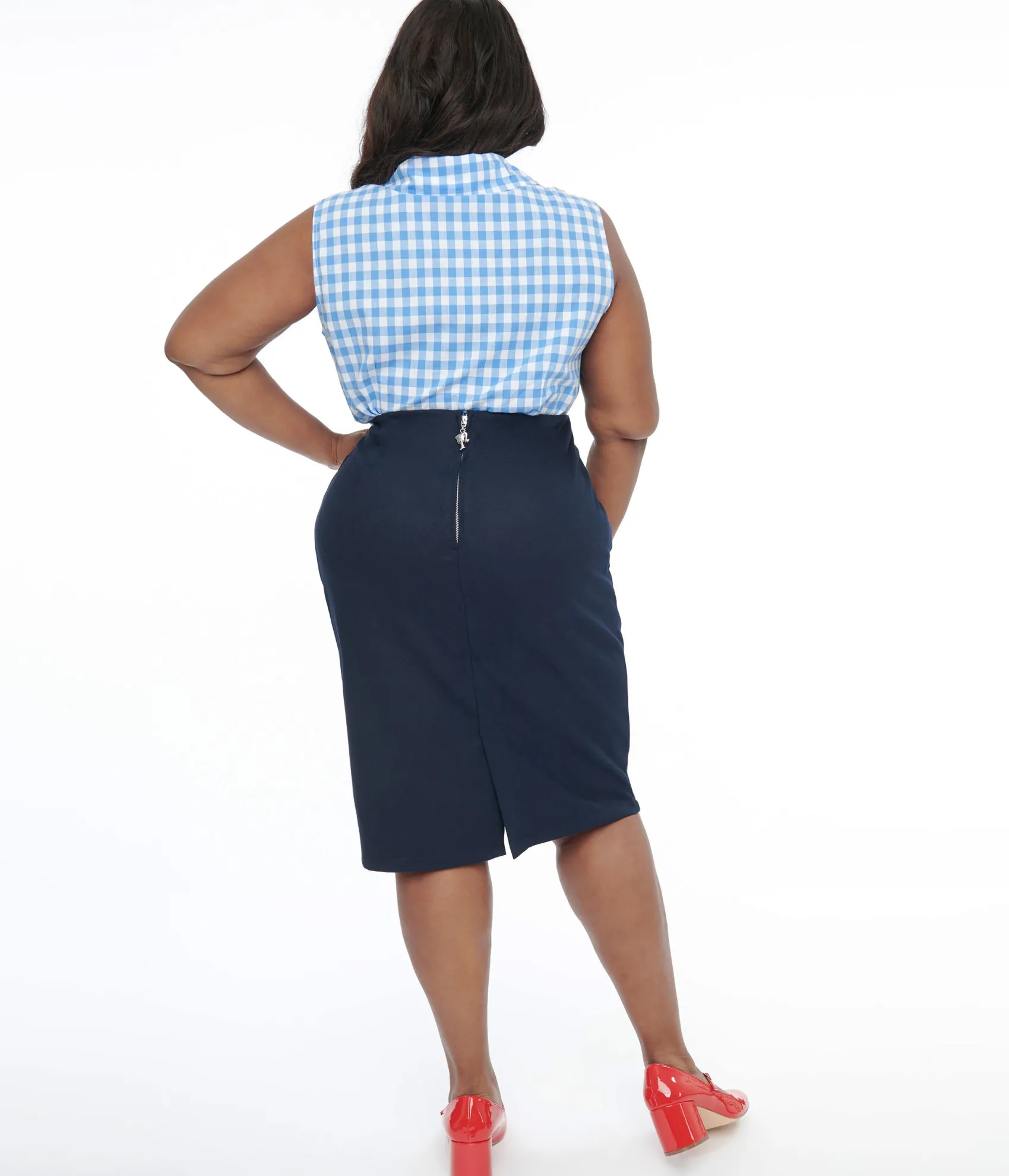 Unique Vintage Barbie x Plus Size 1950s Navy Commuter Set Wiggle Skirt Cheap