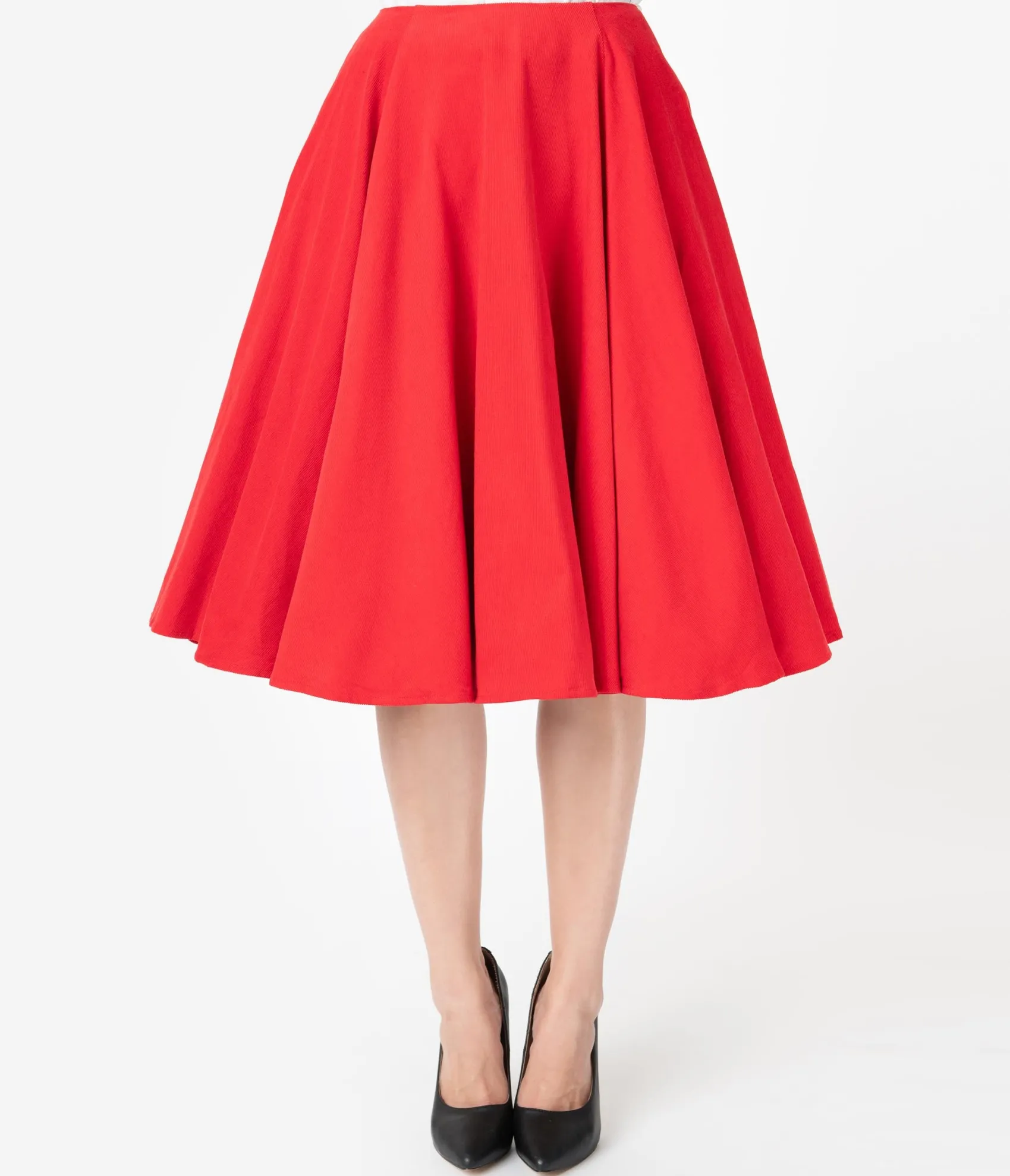 Unique Vintage Barbie x Red Corduroy Cheerleader Swing Skirt Sale