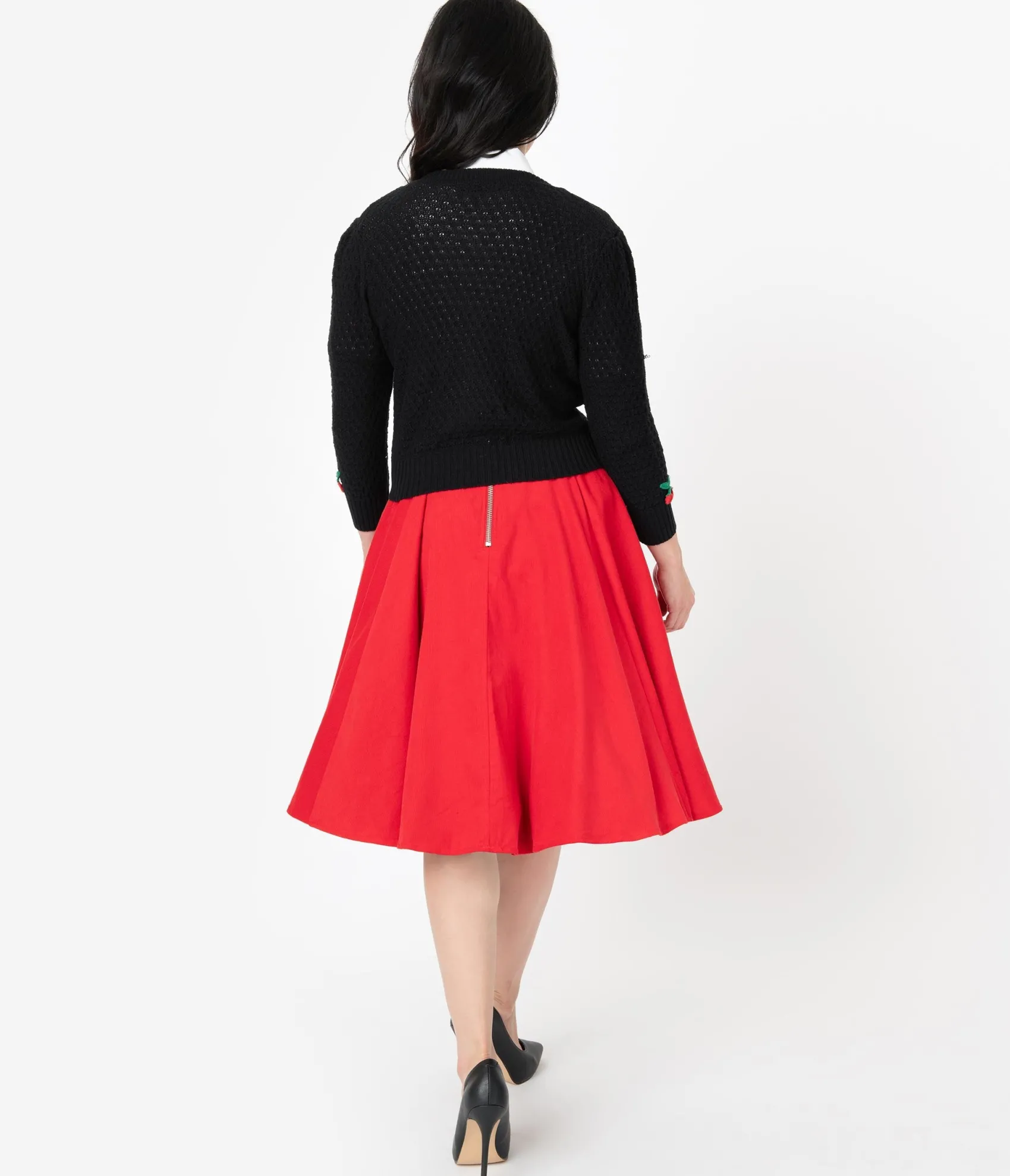Unique Vintage Barbie x Red Corduroy Cheerleader Swing Skirt Sale