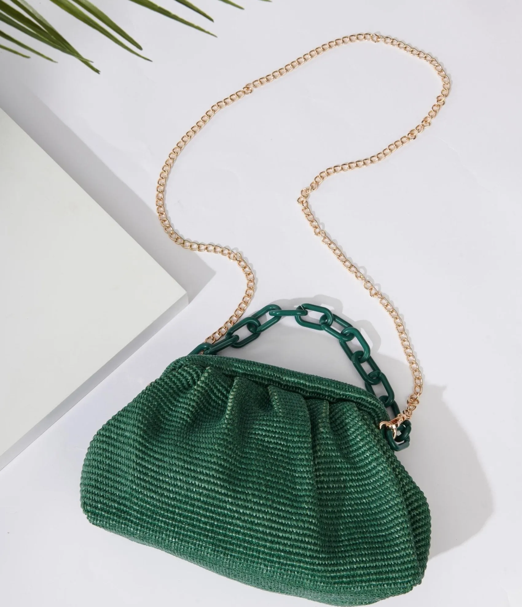 Unique Vintage Basil Green Solana Clutch Handbag New