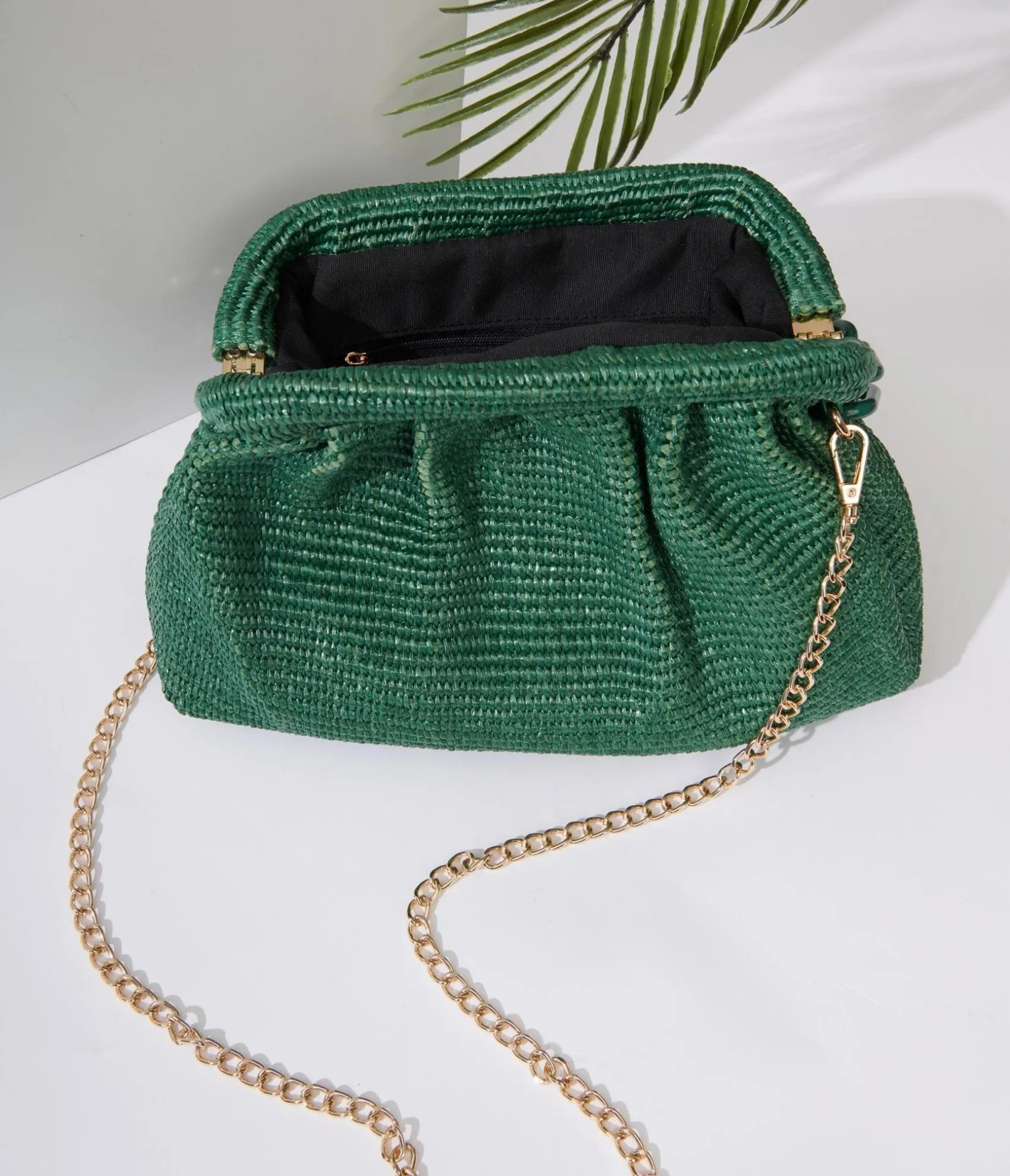 Unique Vintage Basil Green Solana Clutch Handbag New
