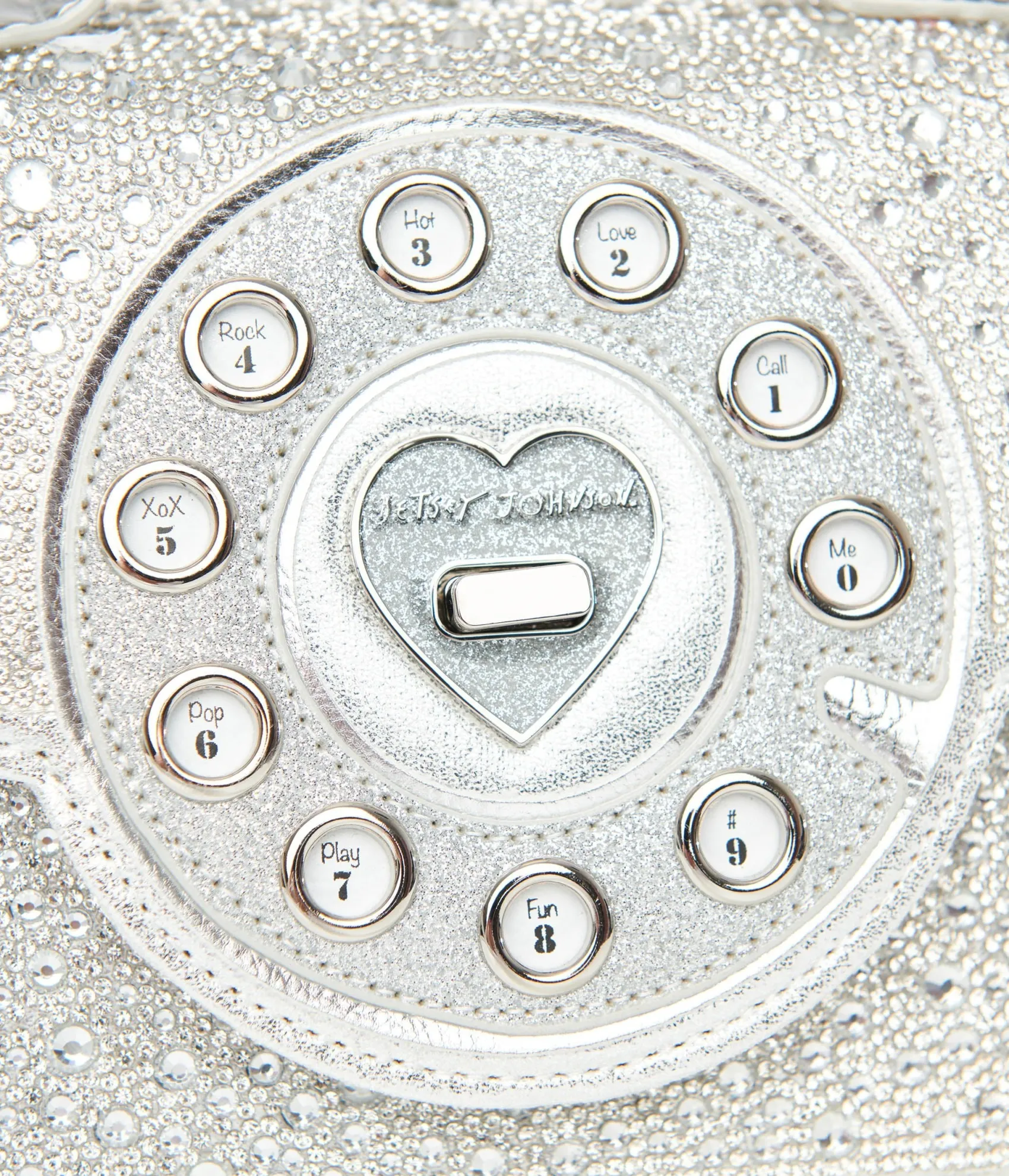 Unique Vintage Betsey Johnson Silver Rhinestone Phone Handbag Fashion