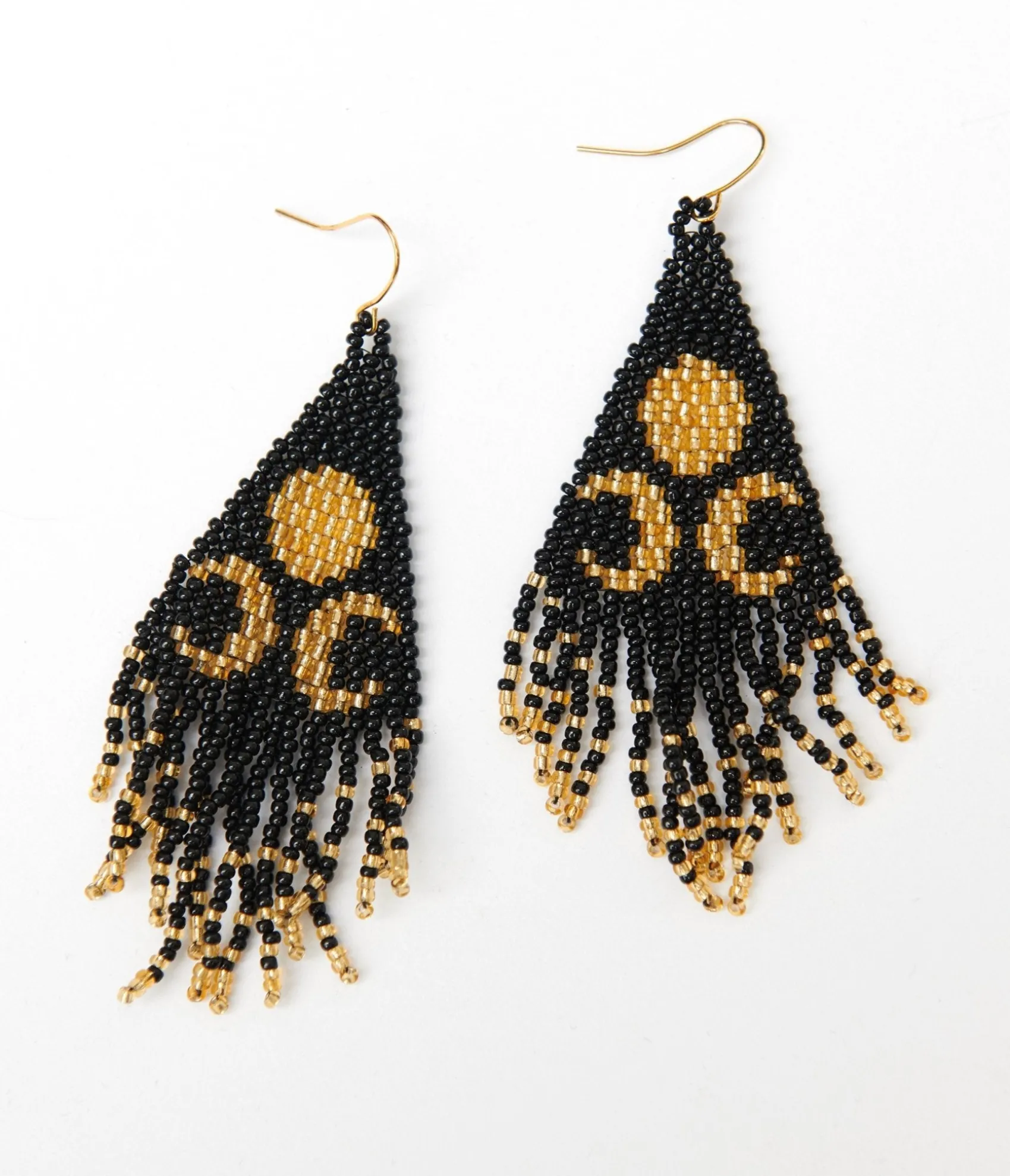 Unique Vintage Black & Gold Lunar Reflections Beaded Earrings Cheap