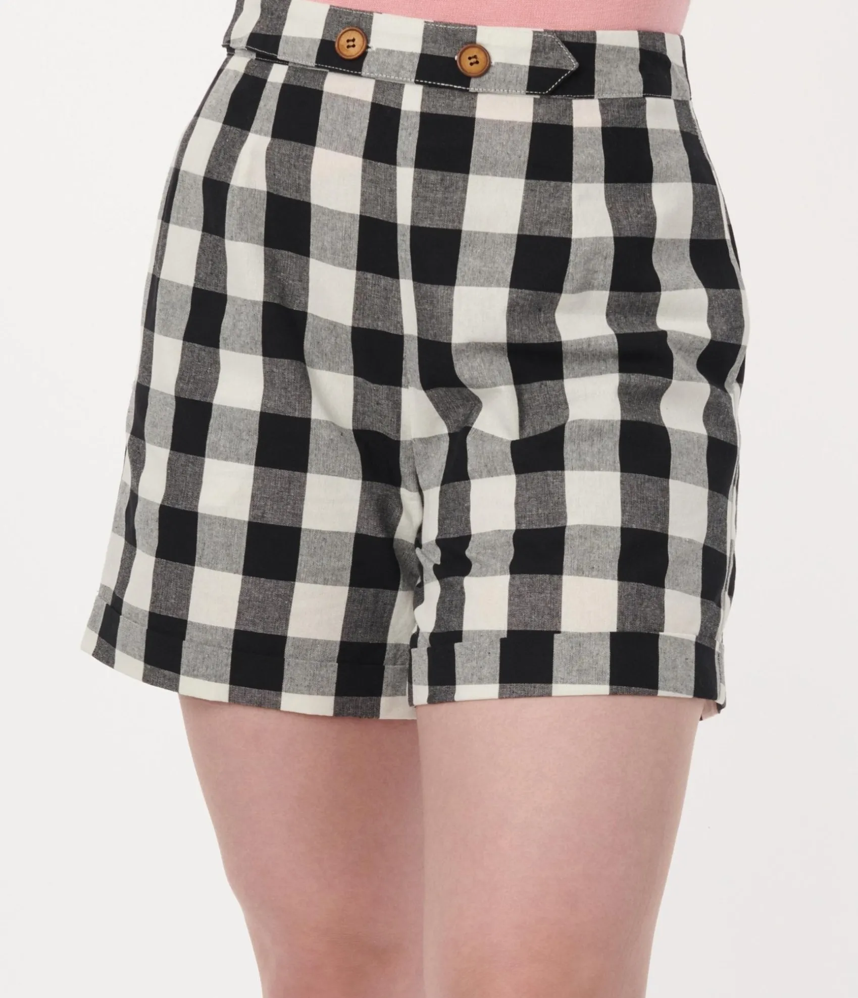 Unique Vintage Black & White Gingham Cruise Ship Shorts Best