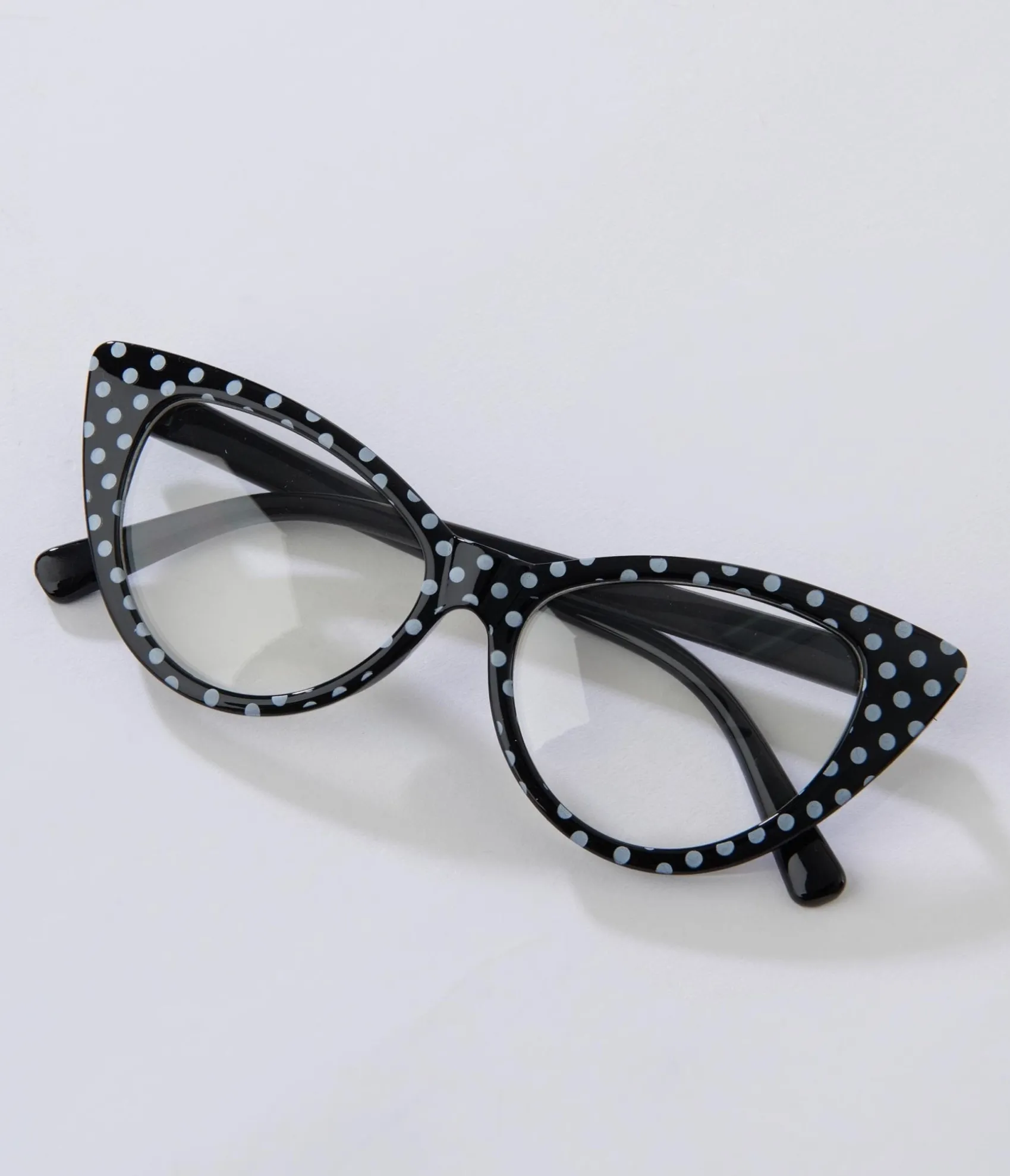 Unique Vintage Black & White Polka Dot Cat Eye Glasses Fashion