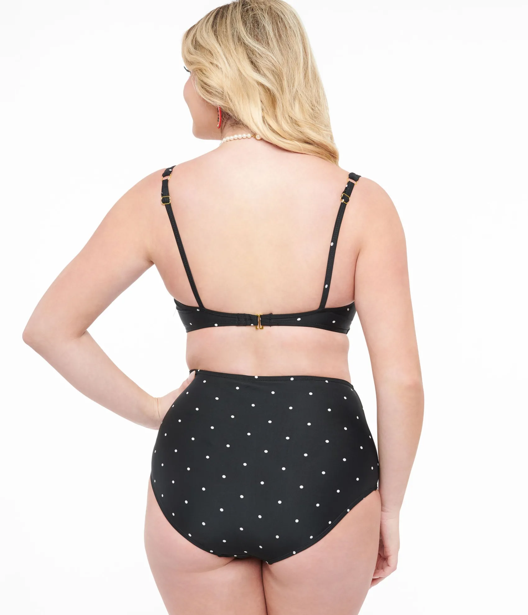 Unique Vintage Black & White Polka Dot Two Piece Swim Set Best Sale