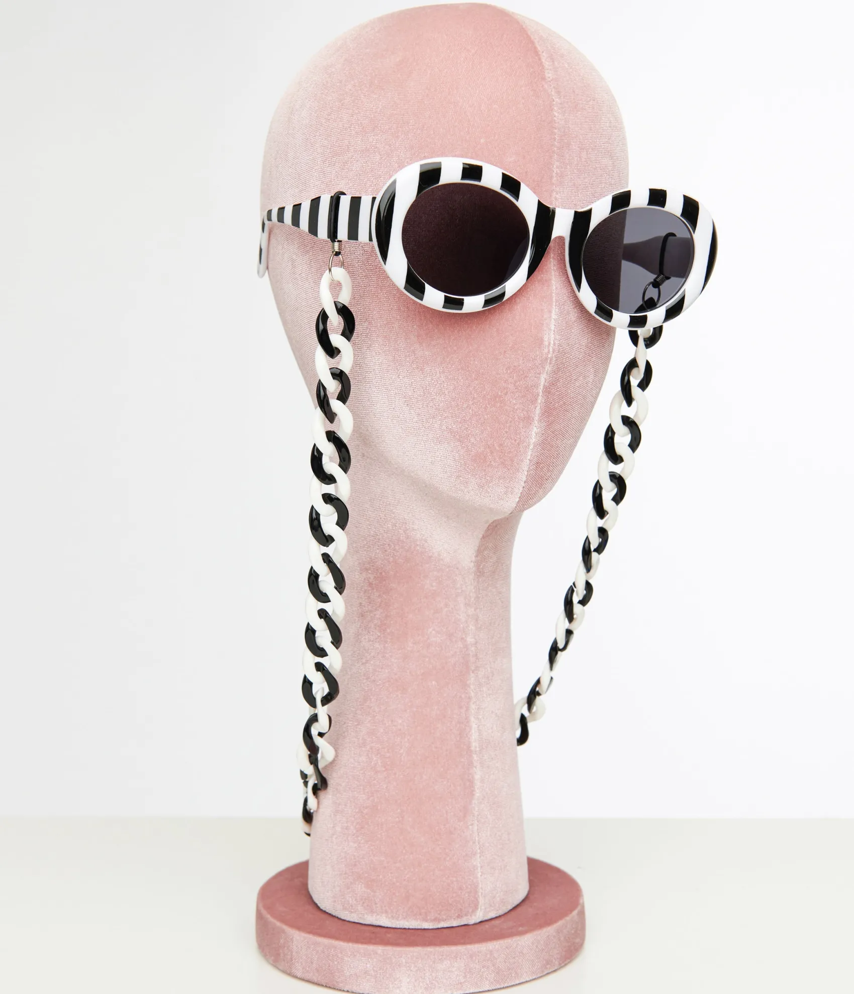 Unique Vintage Black & White Stripe Oval Sunglasses Clearance