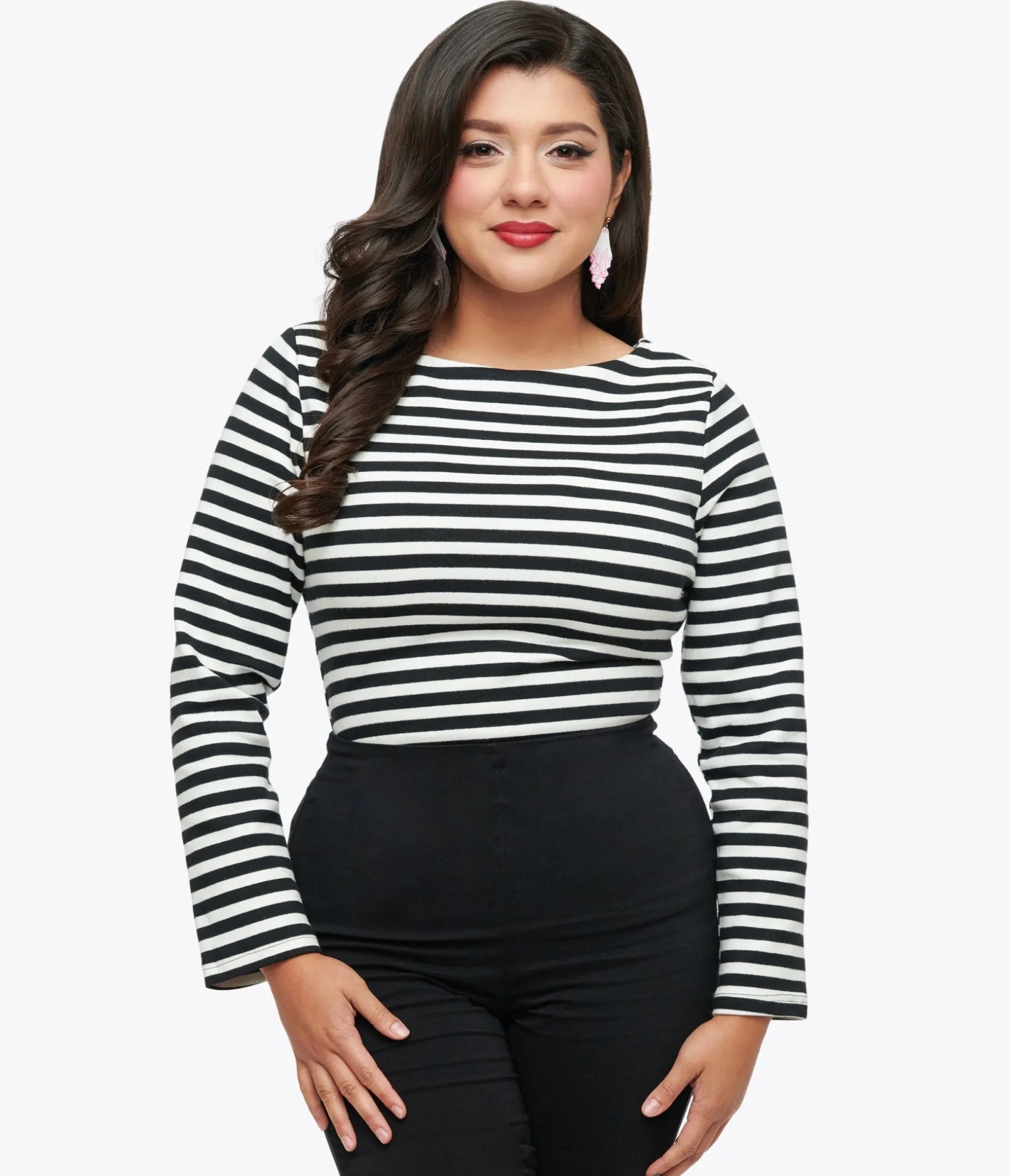 Unique Vintage Black & White Stripe Thea Top Fashion