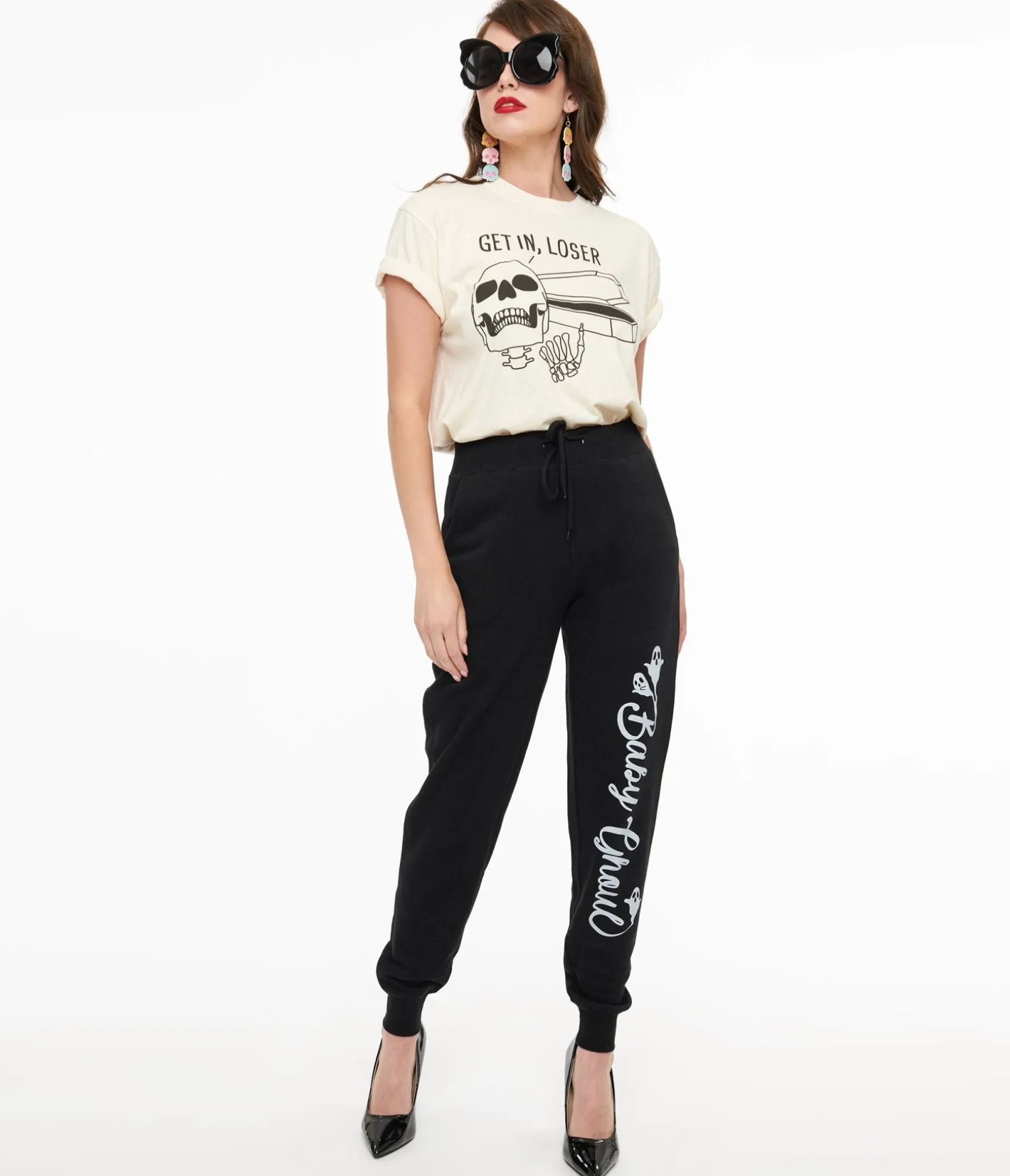 Unique Vintage Black Baby Ghoul Fleece Sweatpants Hot