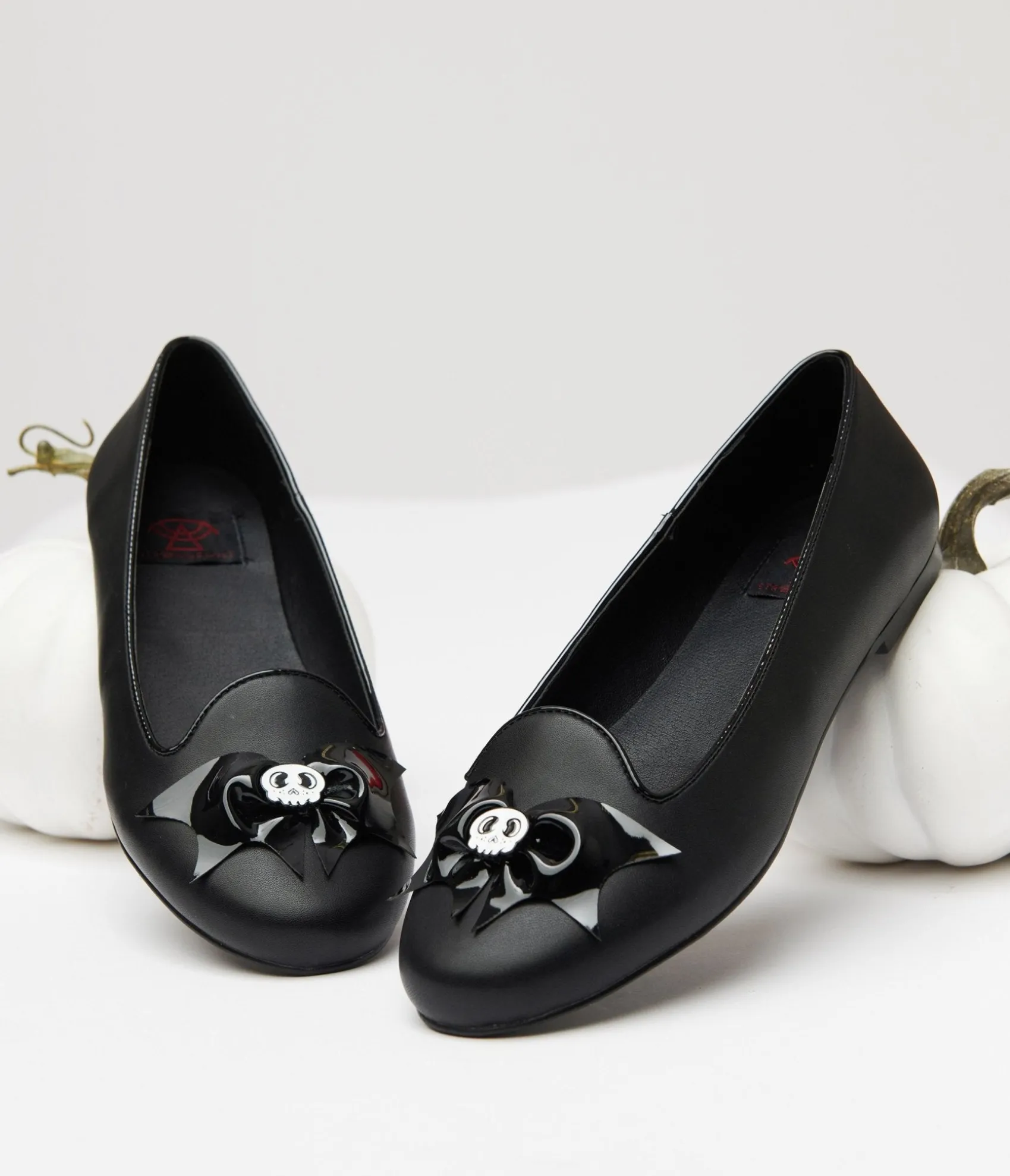 Unique Vintage Black Bat & Skull Lydia Flats New