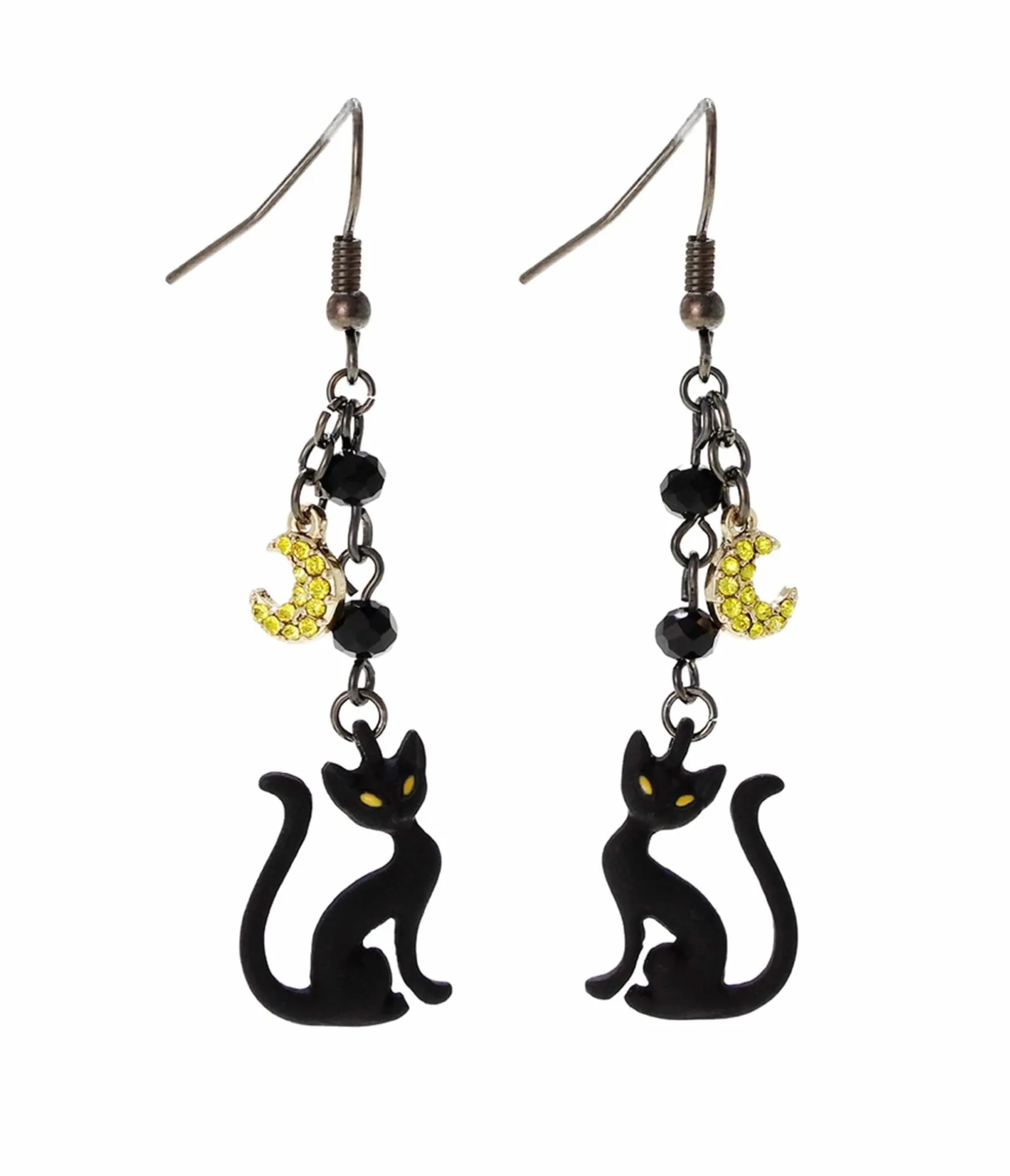 Unique Vintage Black Cat & Moon Dangle Earrings Best