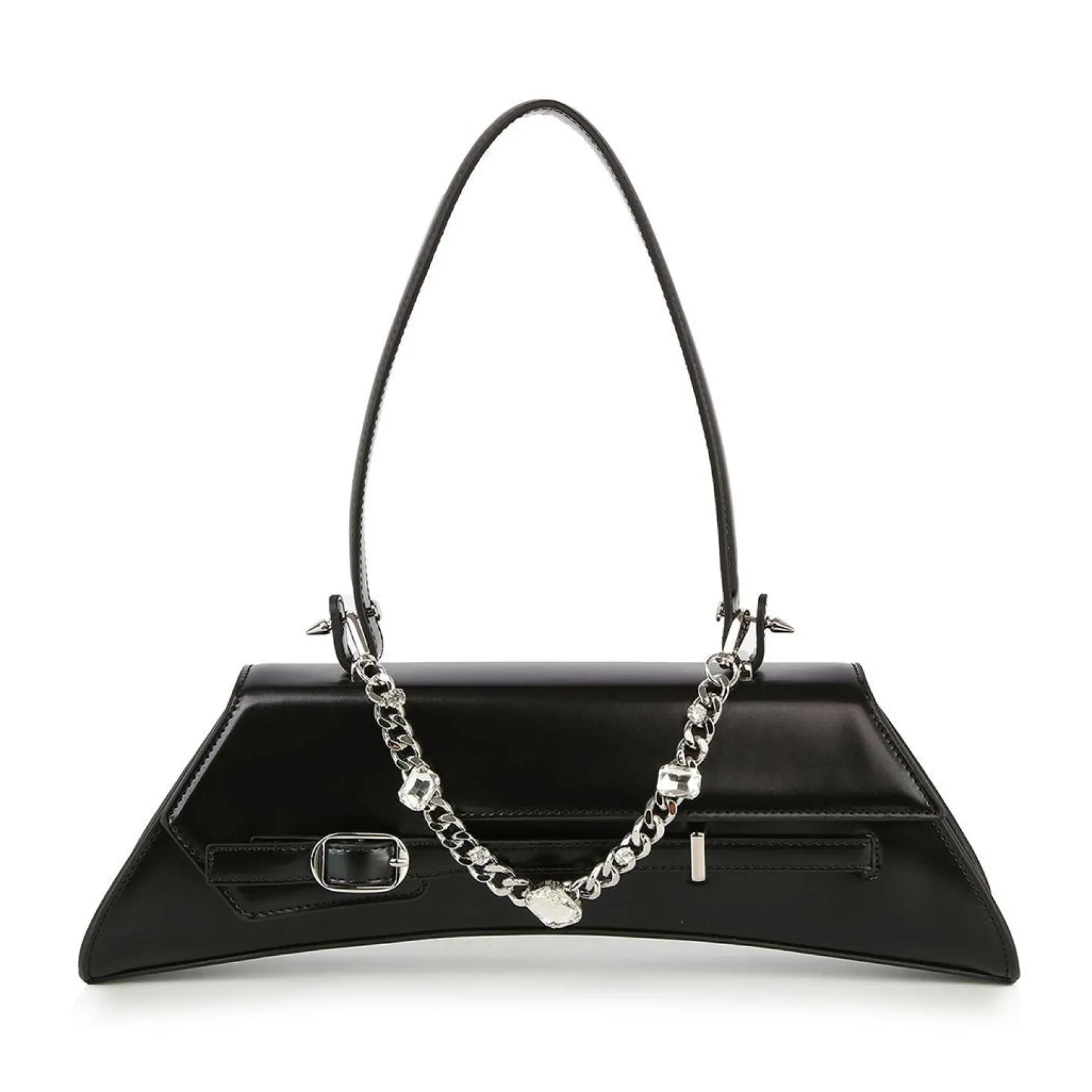 Unique Vintage Black Chain & Rhinestone Accented Unique Handbag Clearance