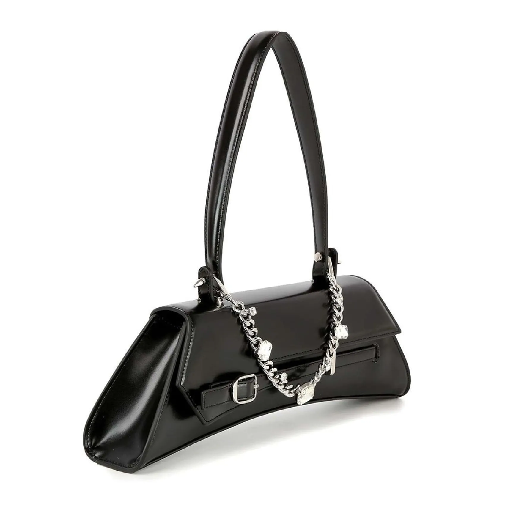 Unique Vintage Black Chain & Rhinestone Accented Unique Handbag Clearance