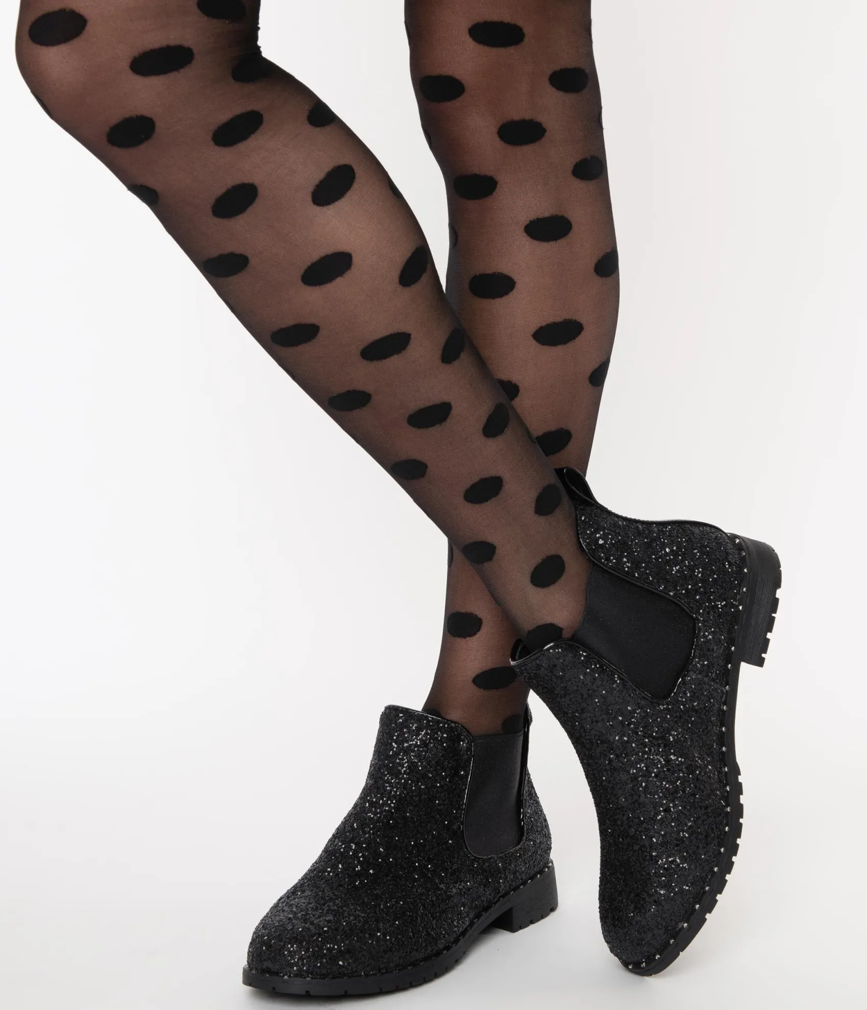 Unique Vintage Black Chunky Glitter Chelsea Boot Flash Sale