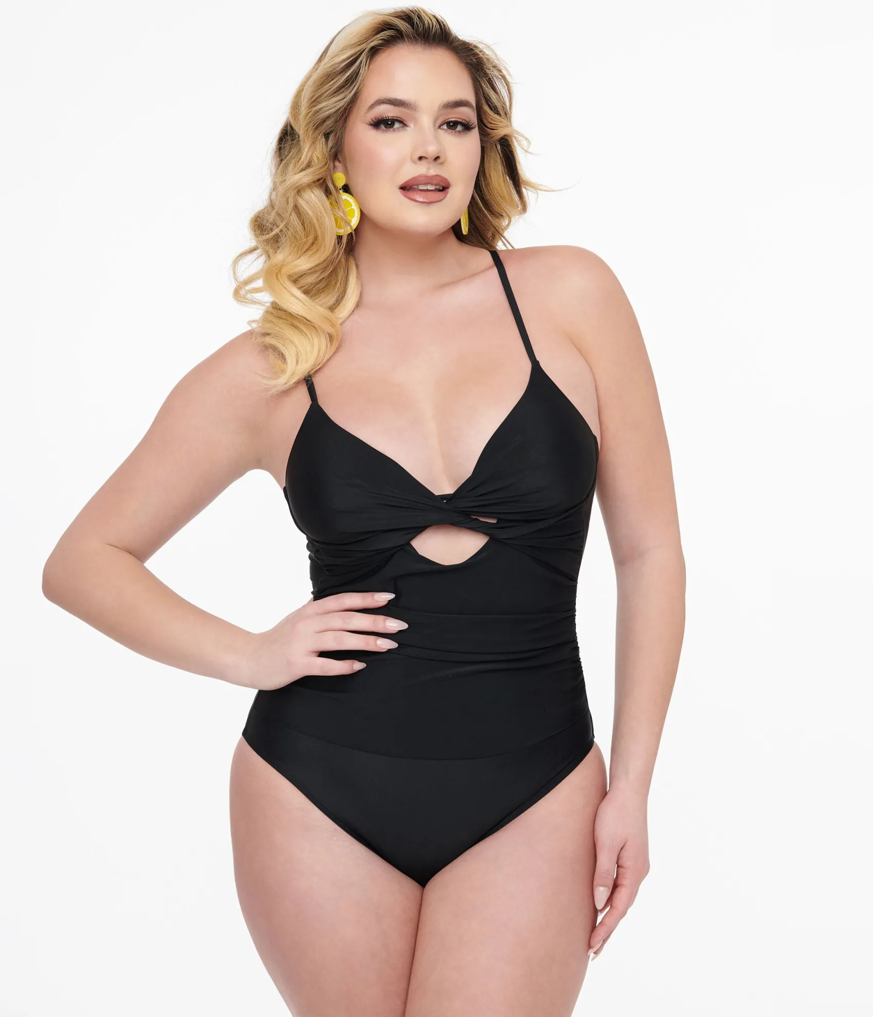Unique Vintage Black Cutout One Piece Swimsuit Online