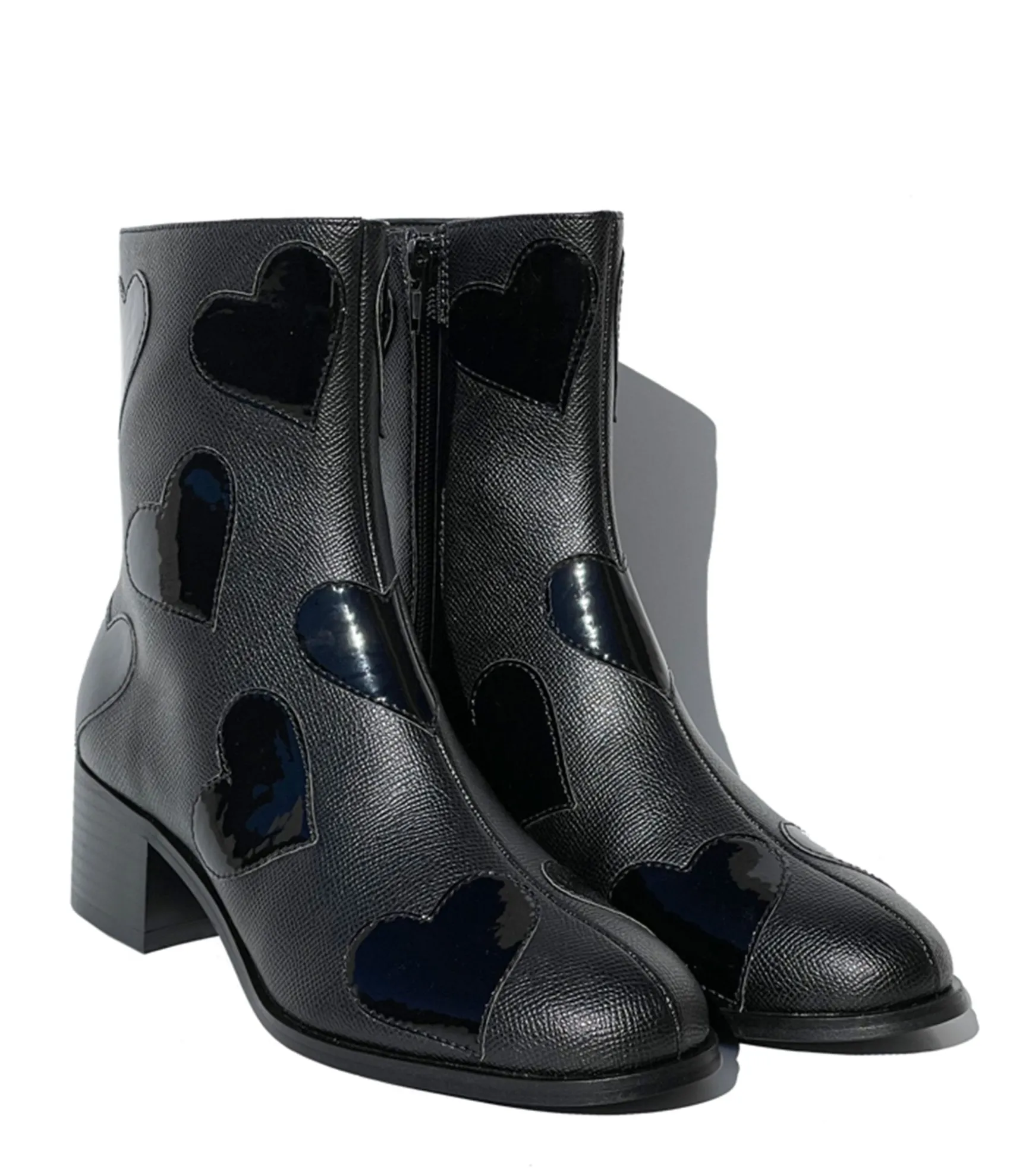 Unique Vintage Black Heart to Heart Ankle Boot Flash Sale