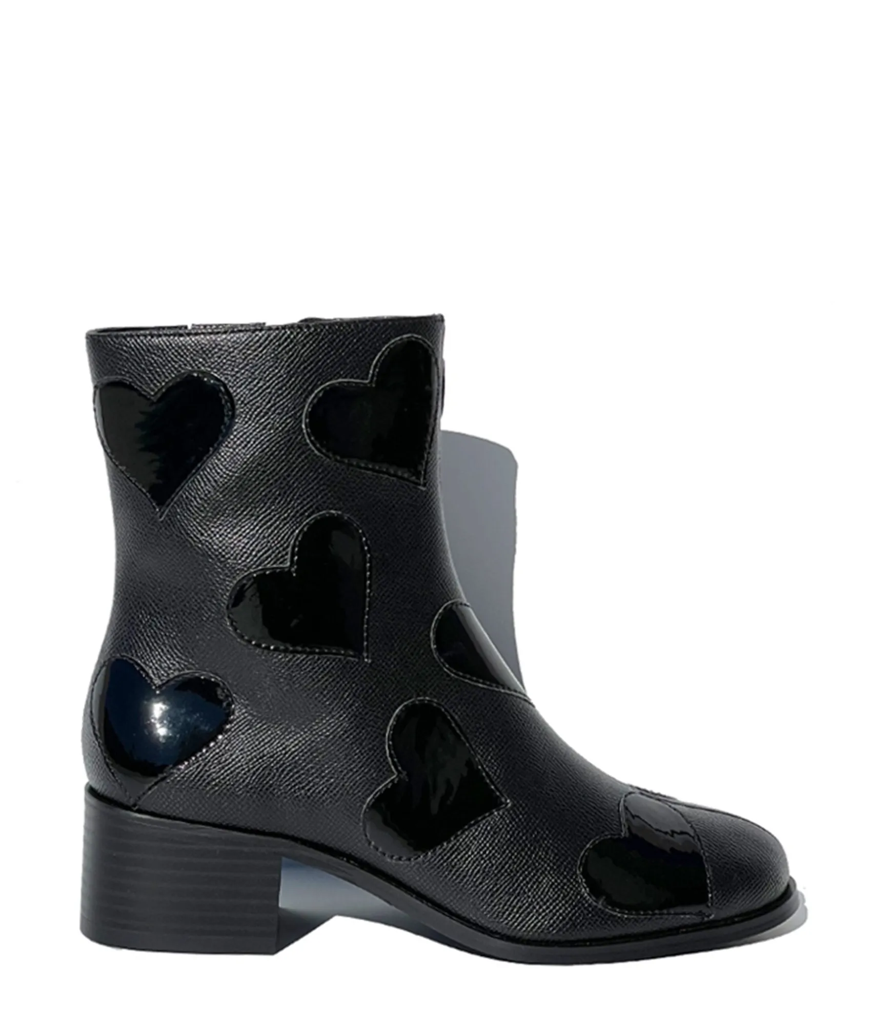 Unique Vintage Black Heart to Heart Ankle Boot Flash Sale