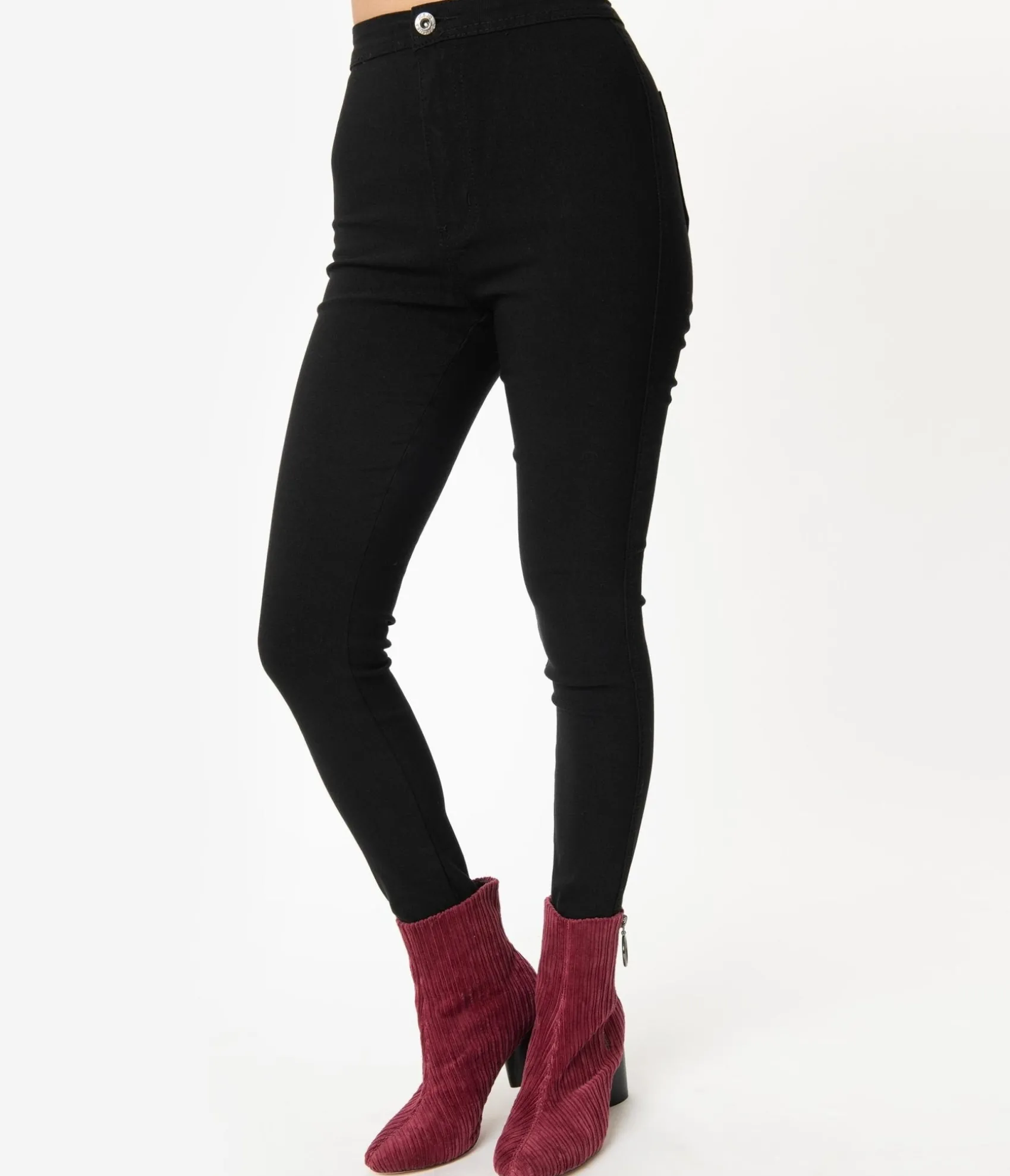 Unique Vintage Black High Waist Cigarette Pants Sale