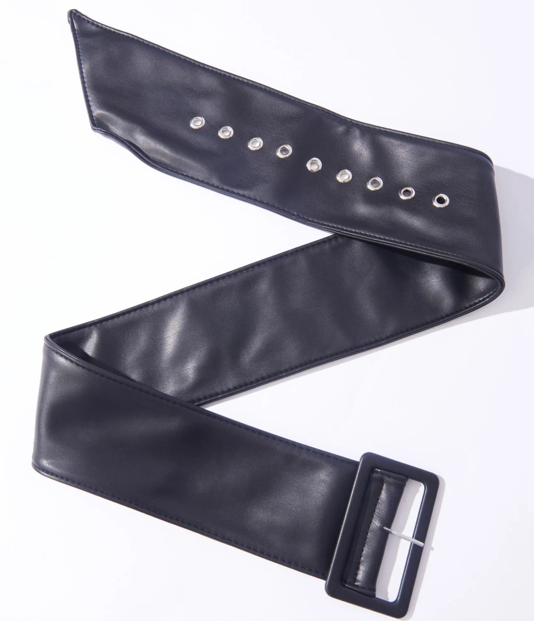 Unique Vintage Black Leatherette Chunky Belt Flash Sale