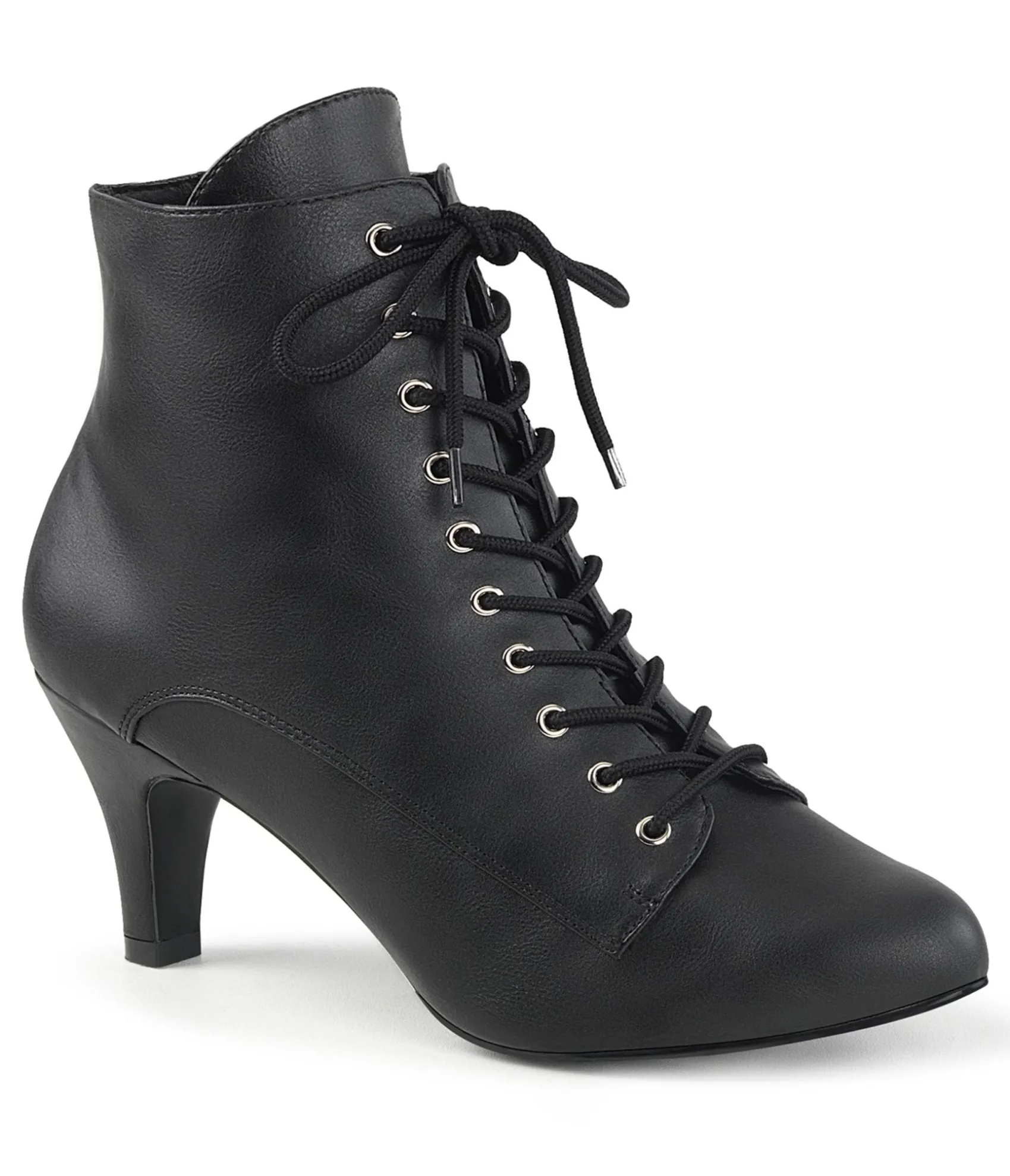 Unique Vintage Black Leatherette Heeled Ankle Boots Shop