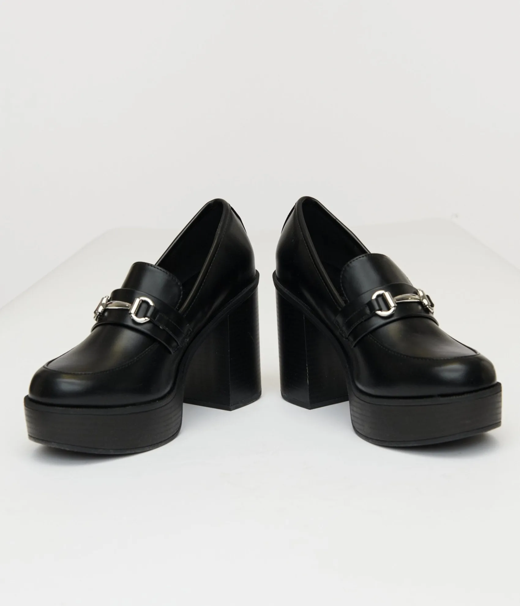 Unique Vintage Black Leatherette Loafer Heels Outlet