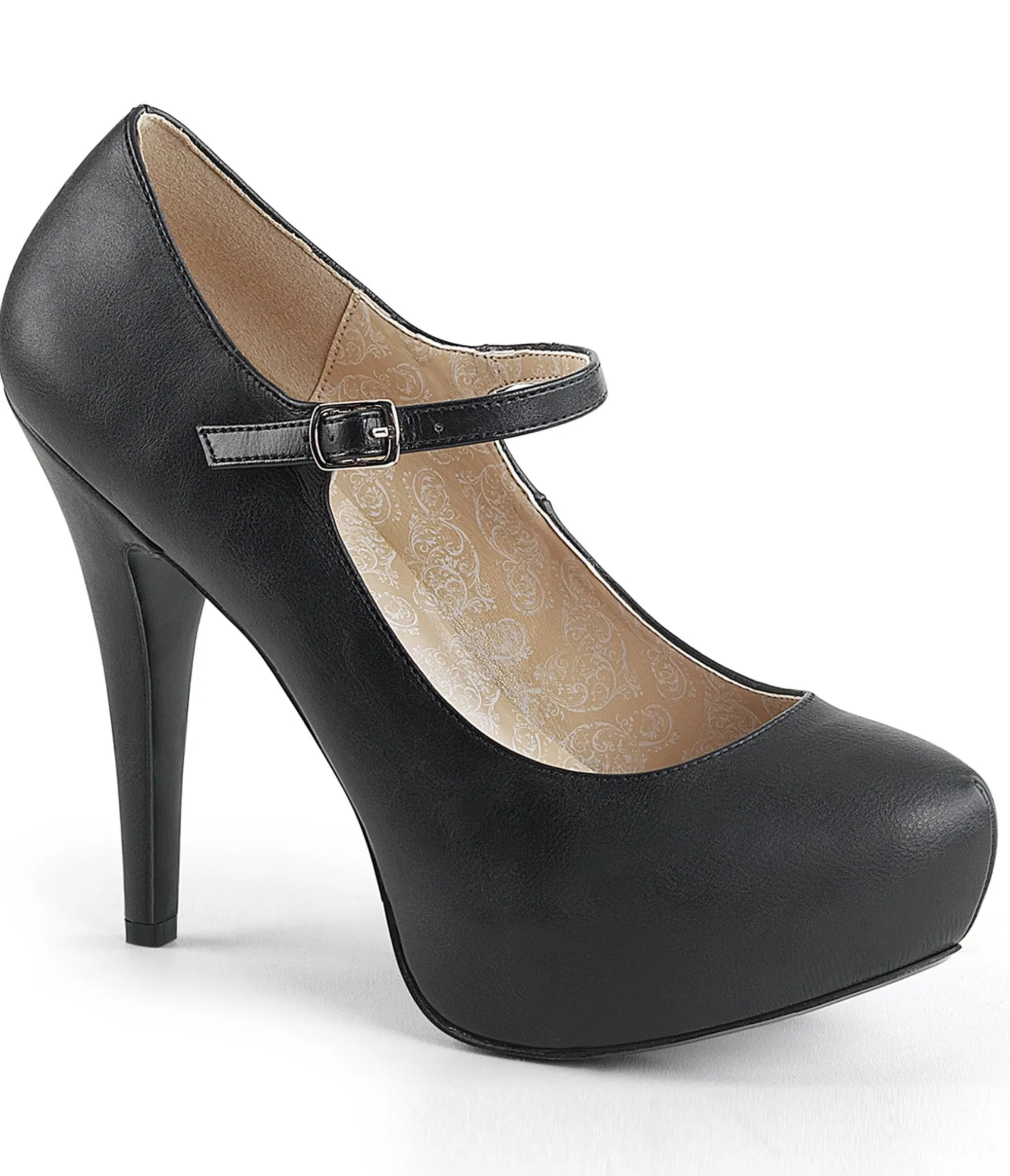 Unique Vintage Black Leatherette Mary Jane Pumps New
