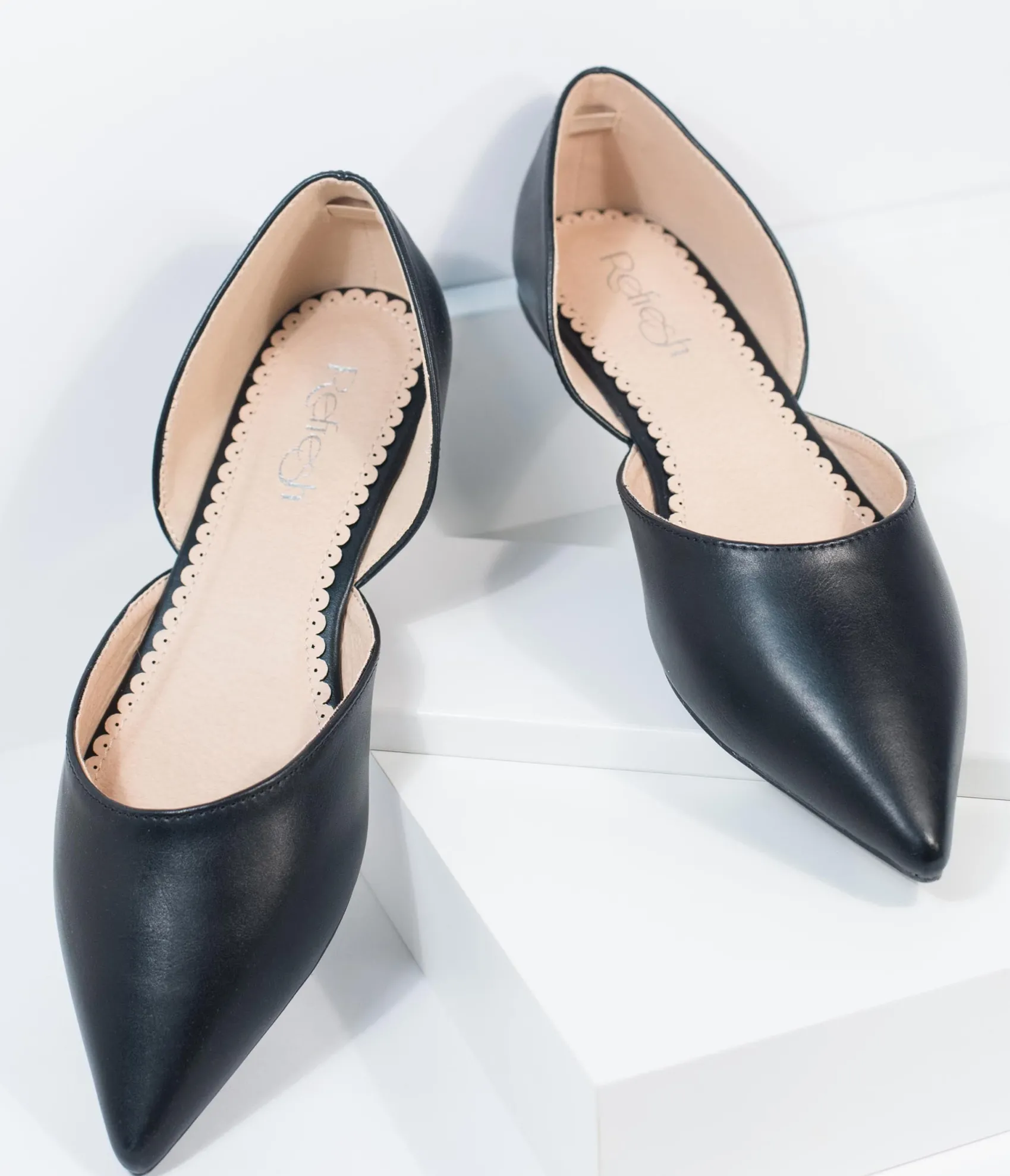 Unique Vintage Black Leatherette Pointed Toe Flats Shop